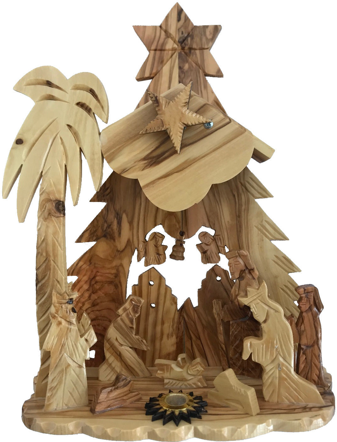  Olivewood Musical Nativity Scene - one piece (26x20 cm or 10.2x7.9)、mySite、elrpsem3k