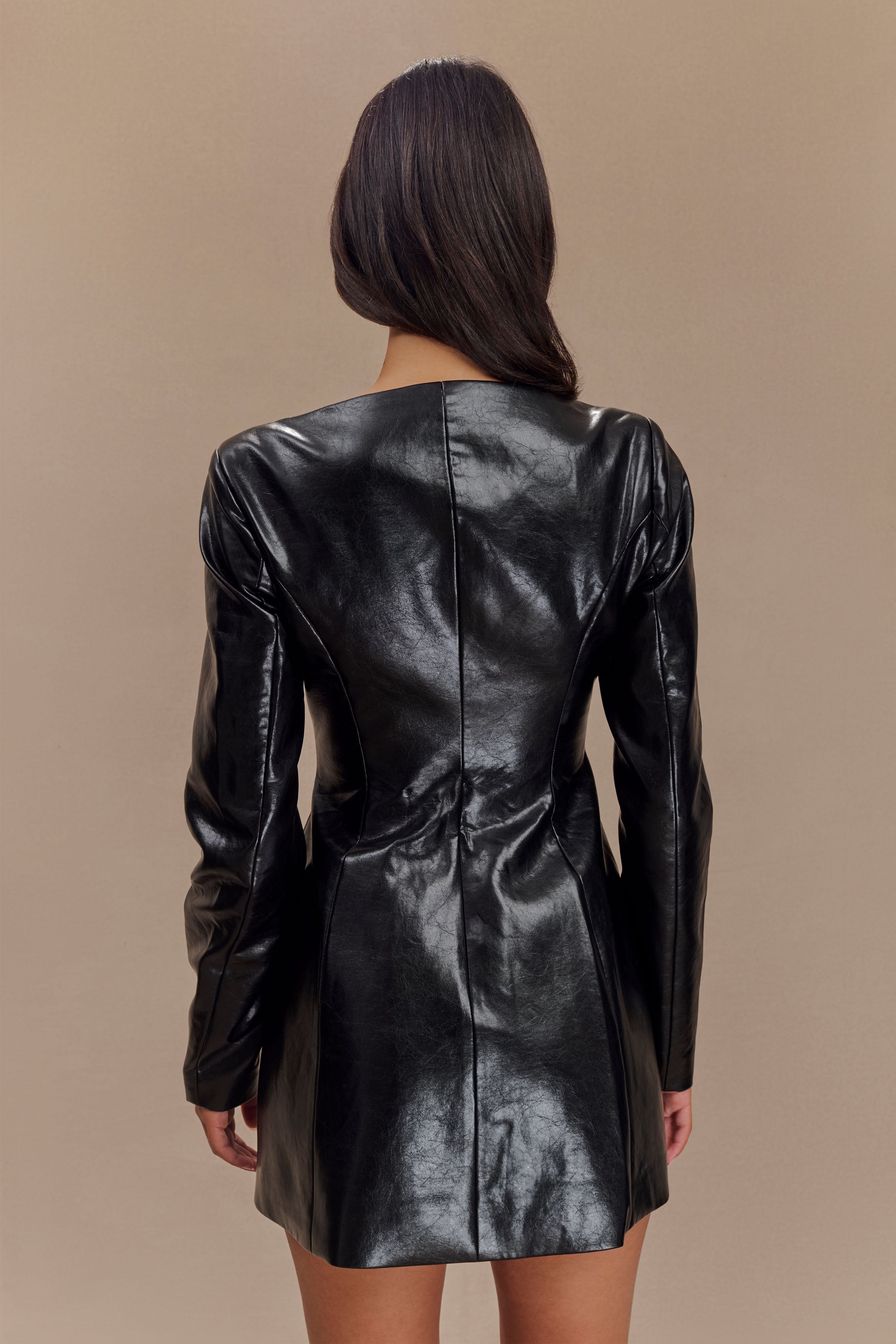 Nancy Faux Leather Mini Dress - Black、mySite、solidvoid