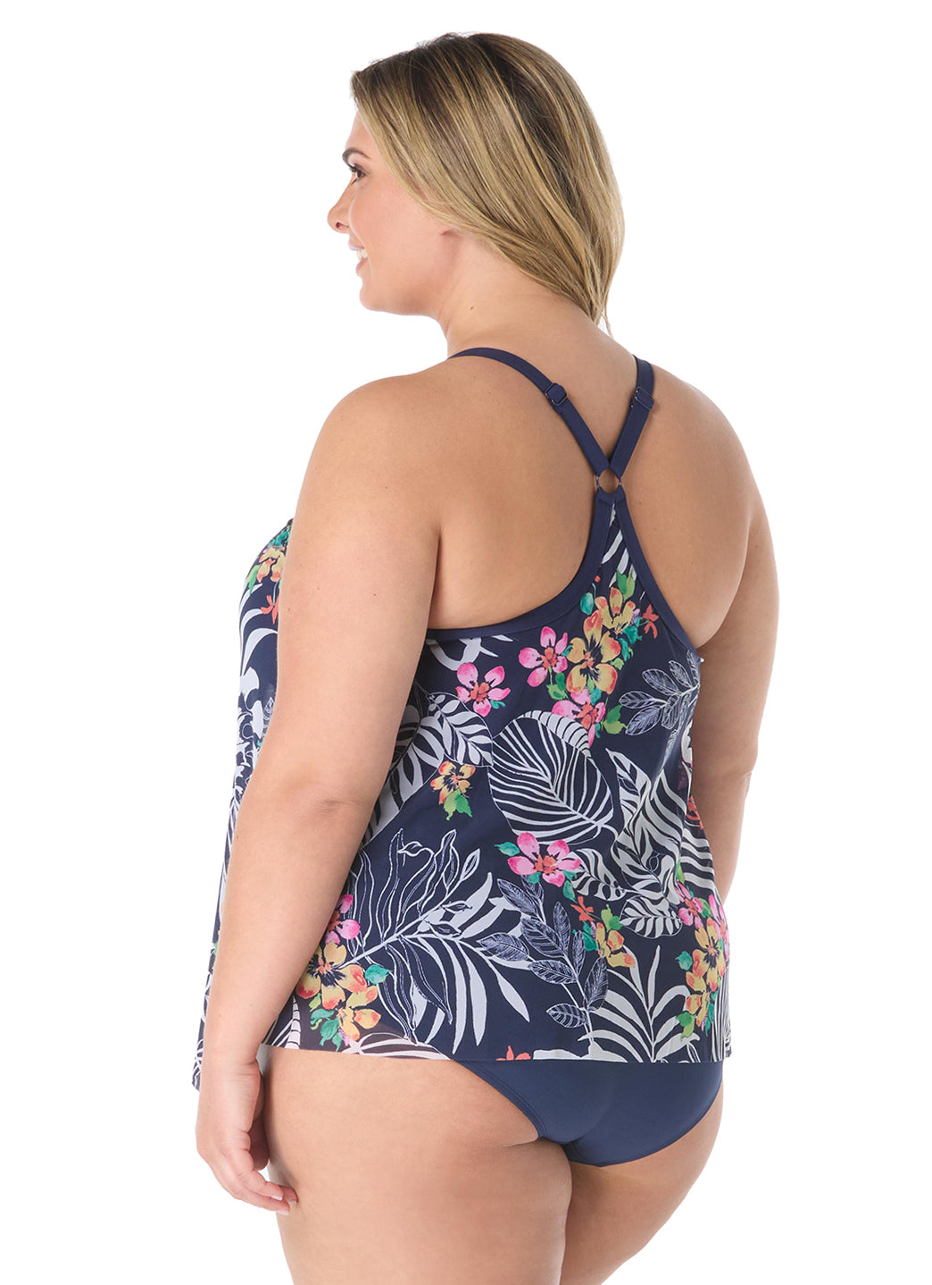 Beach House Women's Plus Size Indigo Jungle Kerry Mesh Tankini Top、mySite、noshort
