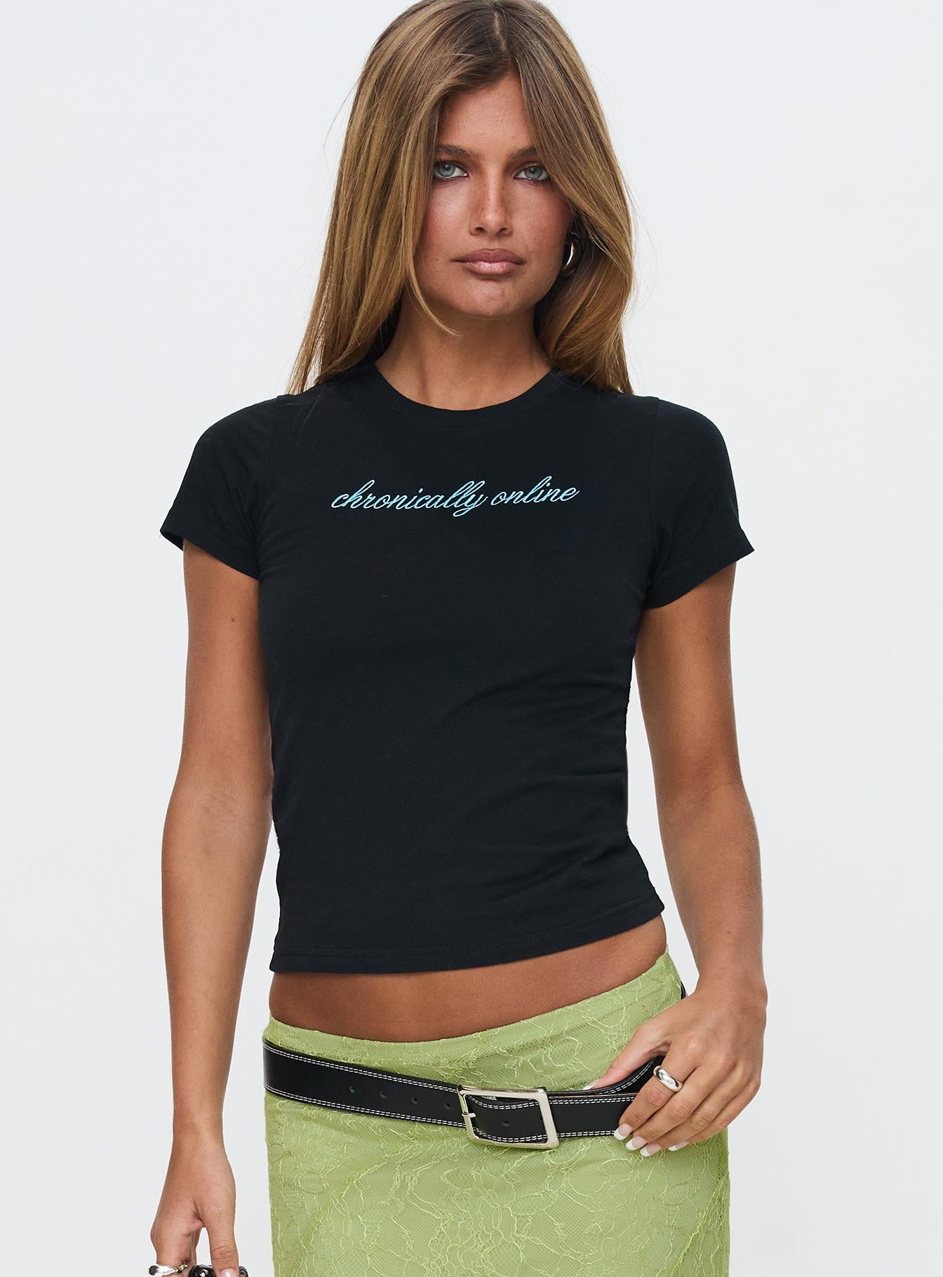 Chronically Online Graphic Top Black、mySite、solidvoid