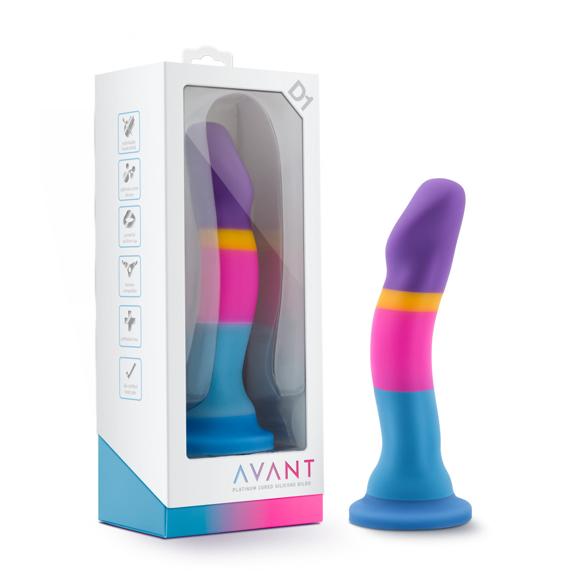 Avant By Blush® | Hot 'n' Cool D1: Artisan 7 Inch Curved G-Spot Dildo with Suction Cup Base - Elegantly Made with Smooth Ultrasilk® Purio™ Silicone、mySite、bottomscart