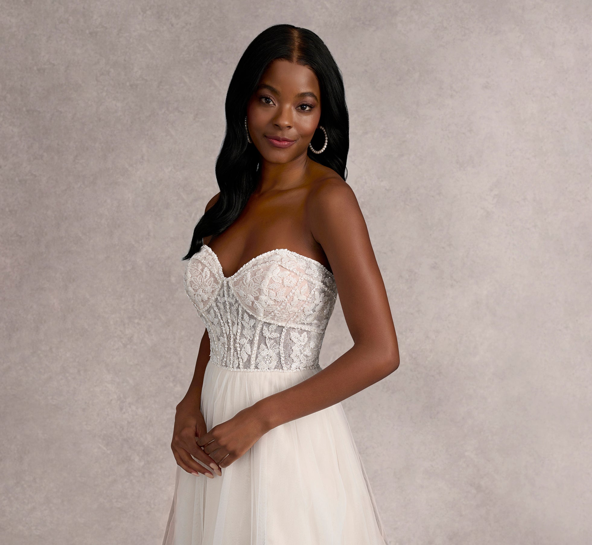 Beaded Lace And Tulle A-Line Gown In Ivory/Rumpink/Nude In Ivory Rumpink Nude、mySite、solidvoid