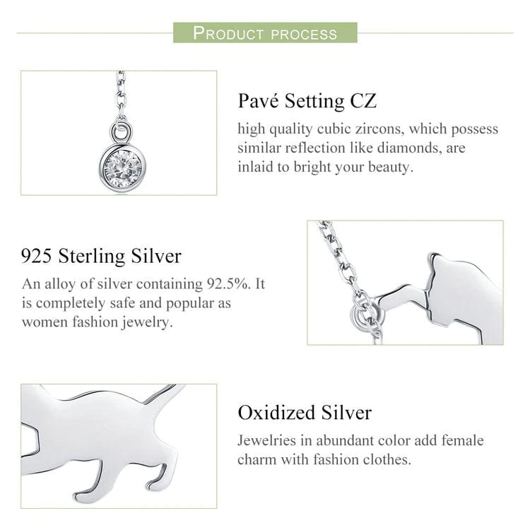 Cat Necklace Sterling SIlver with CZ Ball Adjustable 18 Chain、mySite、g9winljtr