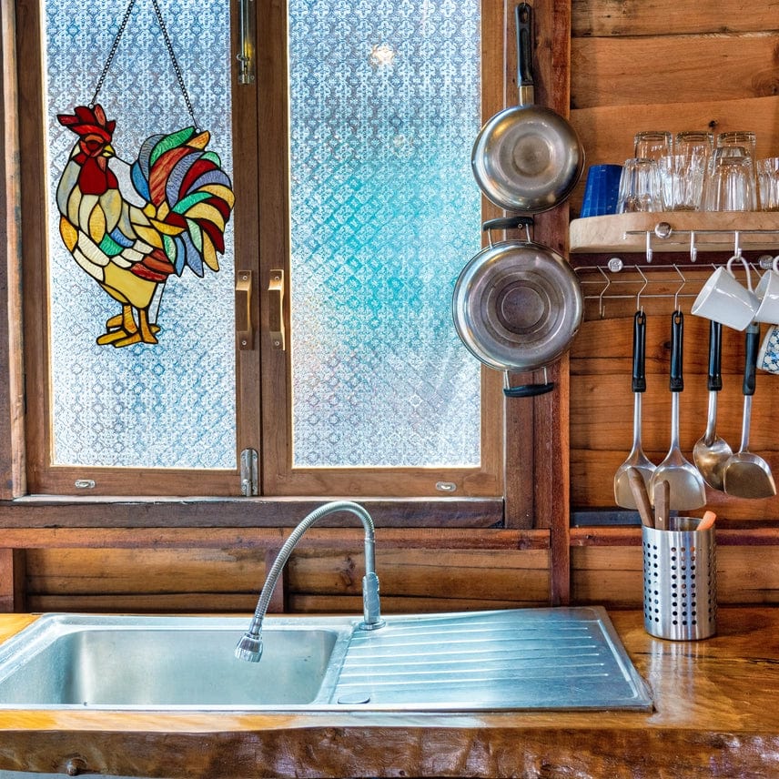 Rooster Tiffany Style Stained Glass Hanging Hand Made、mySite、g9winljtr