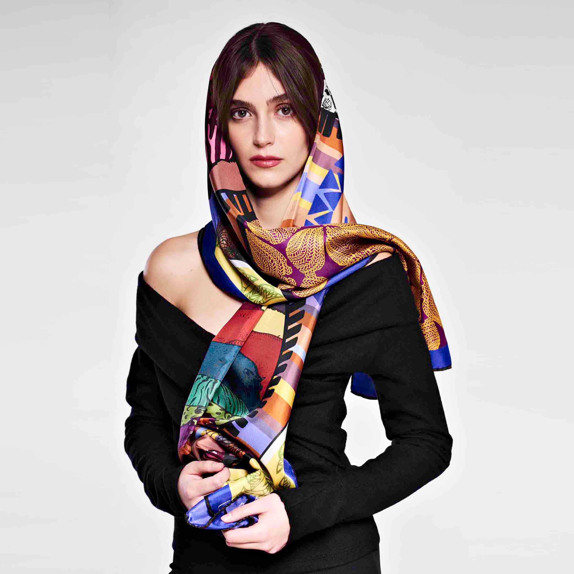 Silk and Cashmere Stole AFRICA by Orequo、mySite、neckold