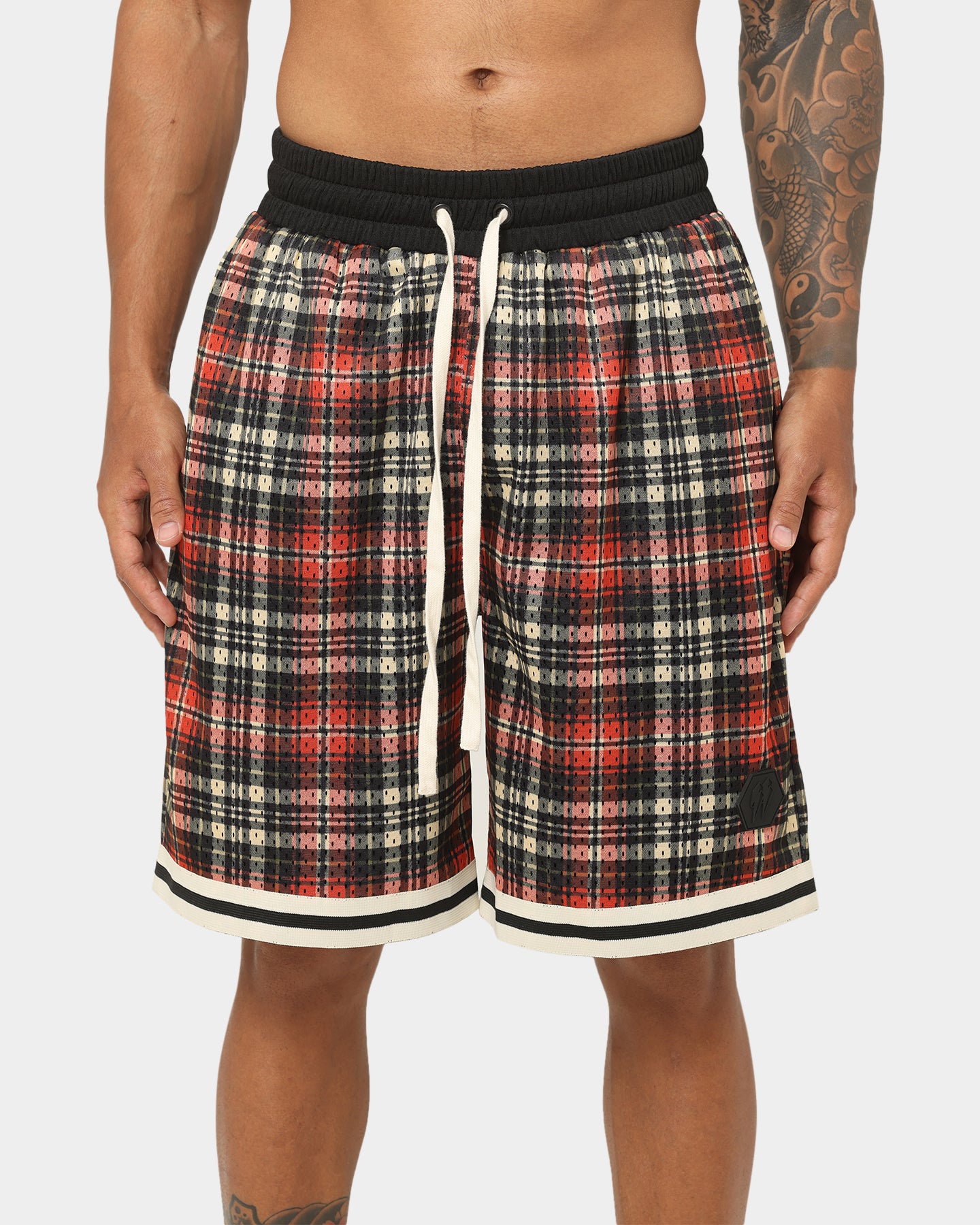 EN ES Team Basketball Shorts Red Plaid、mySite、zt4zffjzw