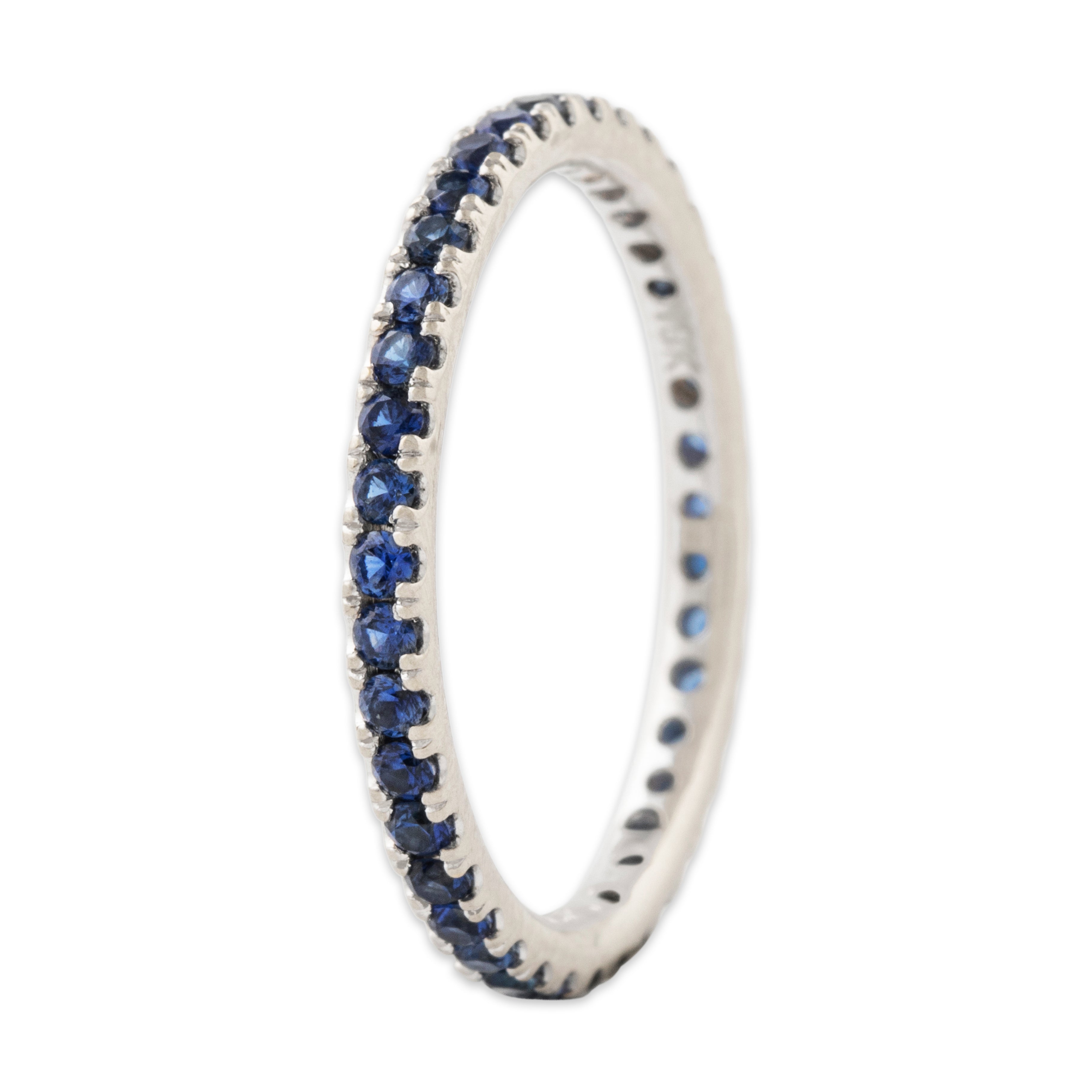 Vintage 18k White Gold Blue Sapphire Eternity Band Ring 6.00、mySite、hinf8tx79