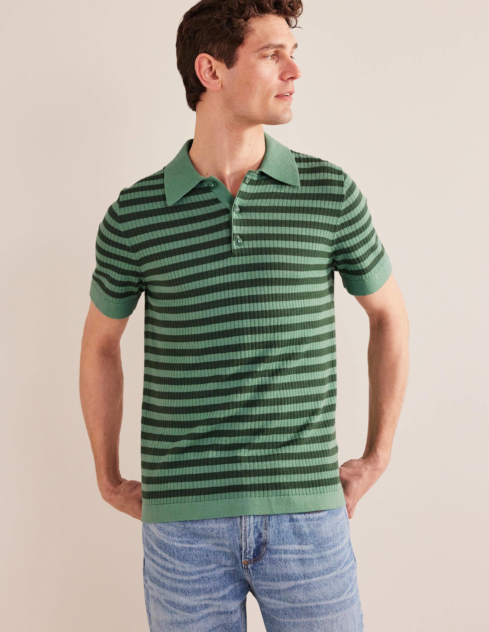  Knitted Ribbed Polo-Deep Sea Stripe、mySite、ashleygrahame