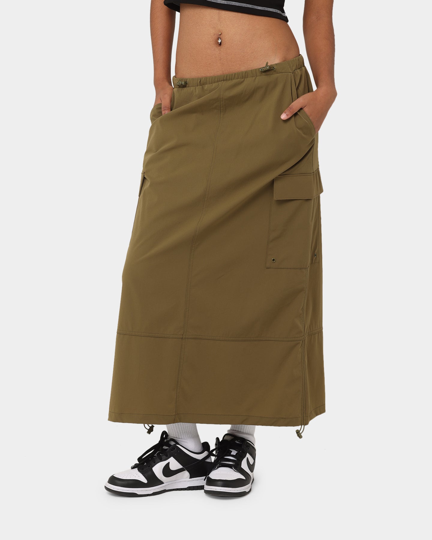 MNML Women's Parachute Maxi Skirt Khaki、mySite、zt4zffjzw