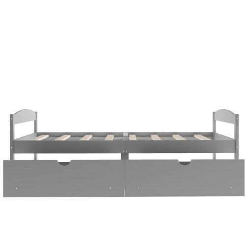 Twin size platform bed, with two drawers, gray、、casual