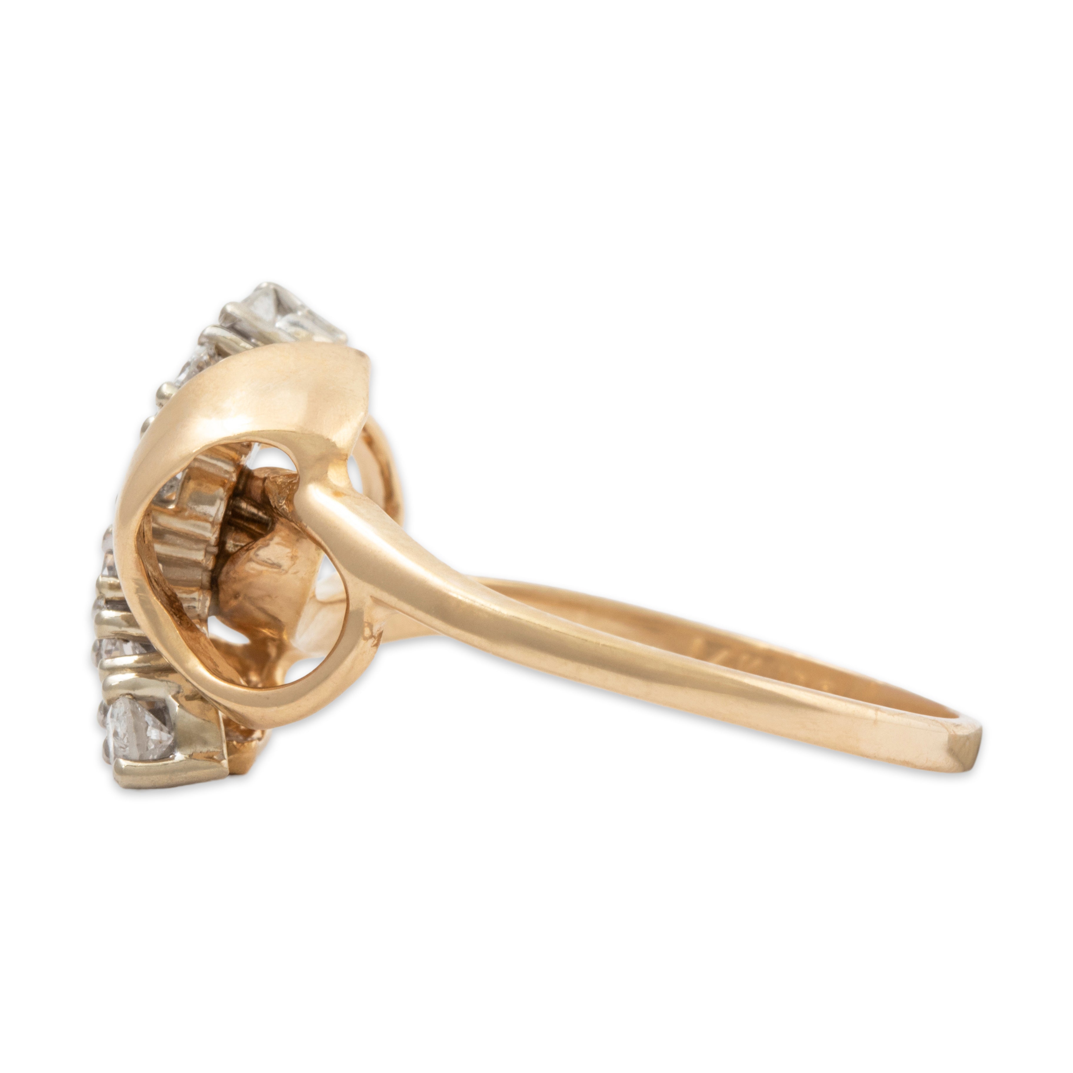 Vintage 14k Yellow Gold 0.414cttw Diamond Swirling Ribbon Ring 7.50、mySite、hinf8tx79