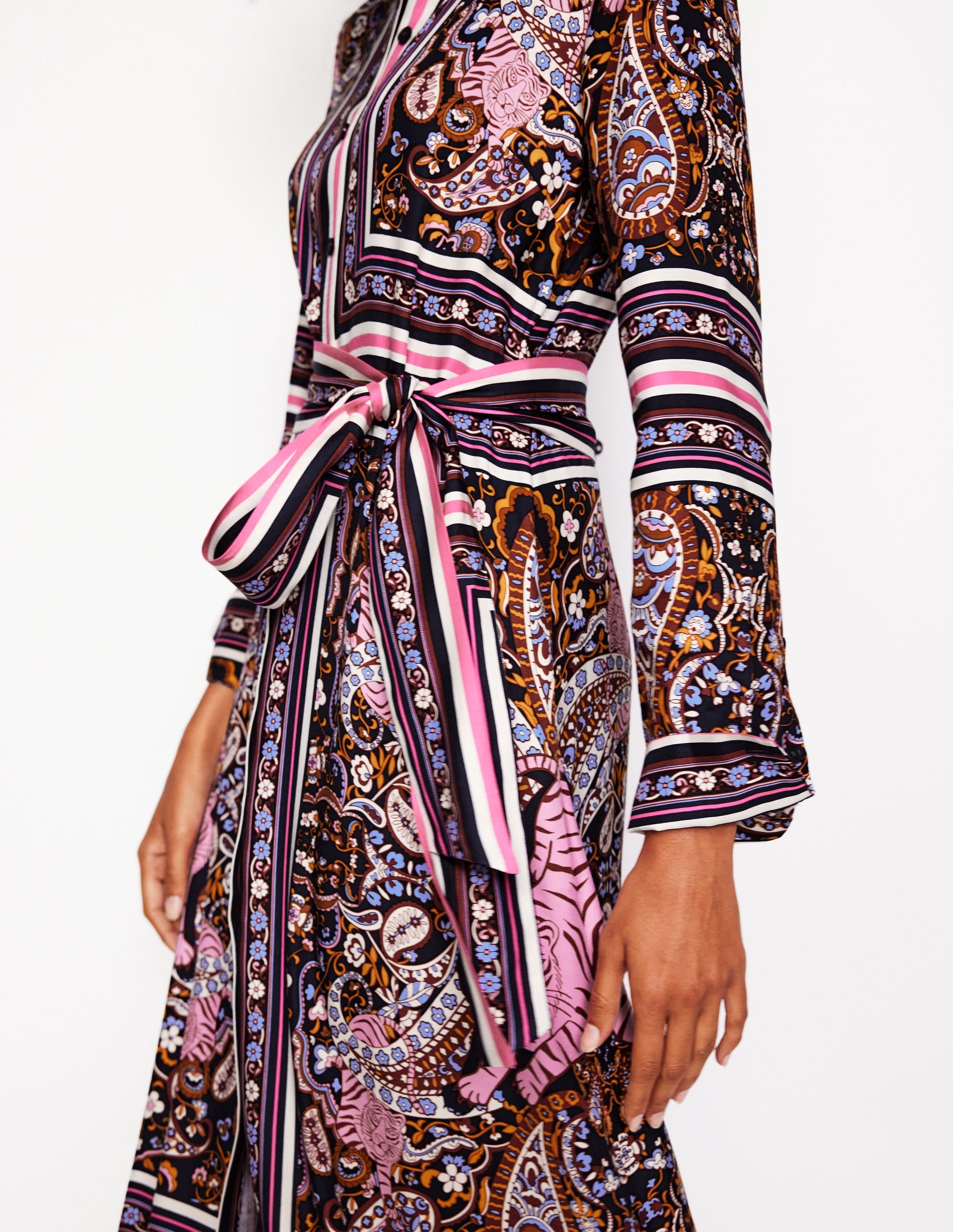  Scarf Print Shirt Dress-French Navy, Tiger Bloom、mySite、ashleygrahame