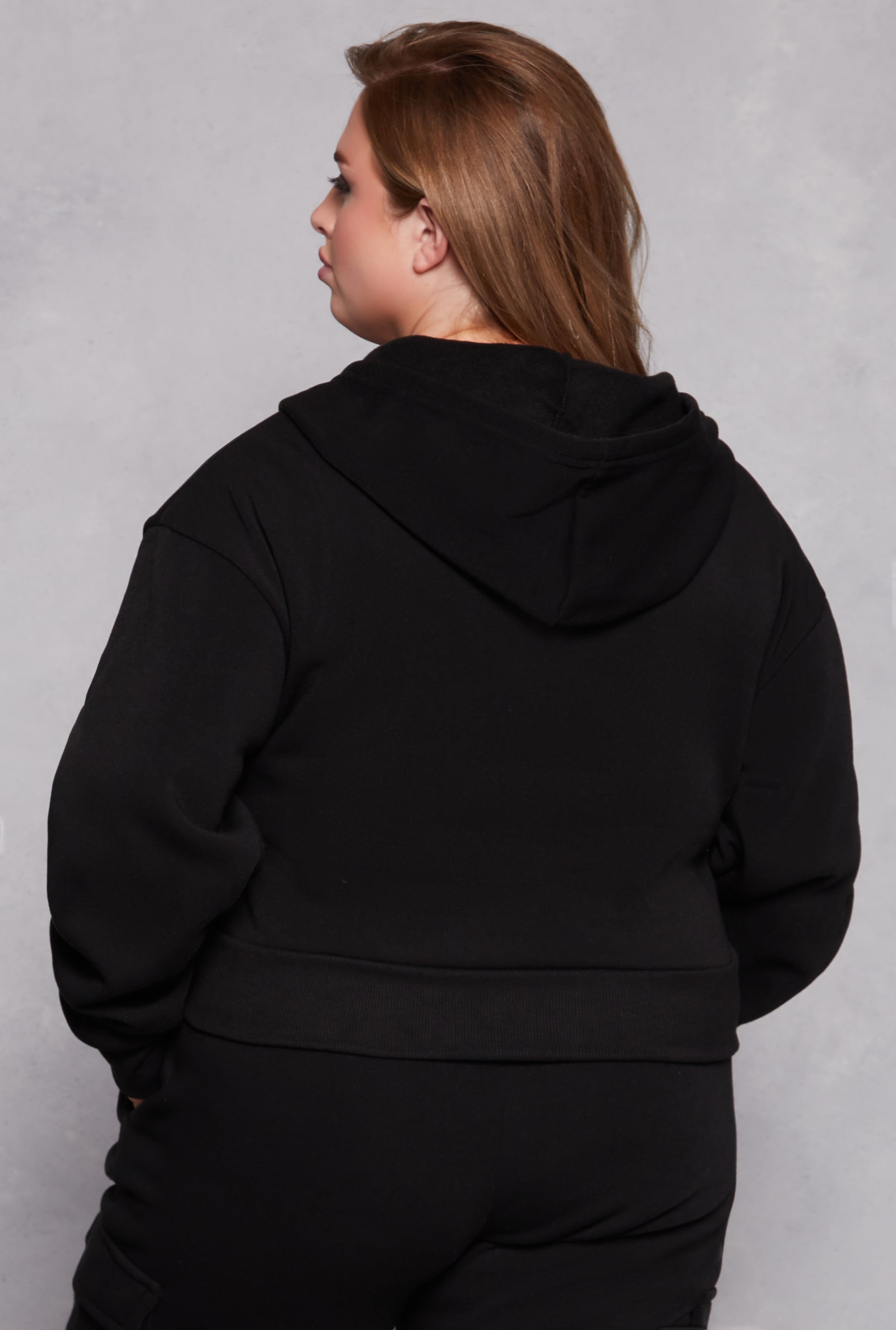 Plus Size Fleece Lined Cargo Hooded Sweatshirt、mySite、camillekostekn