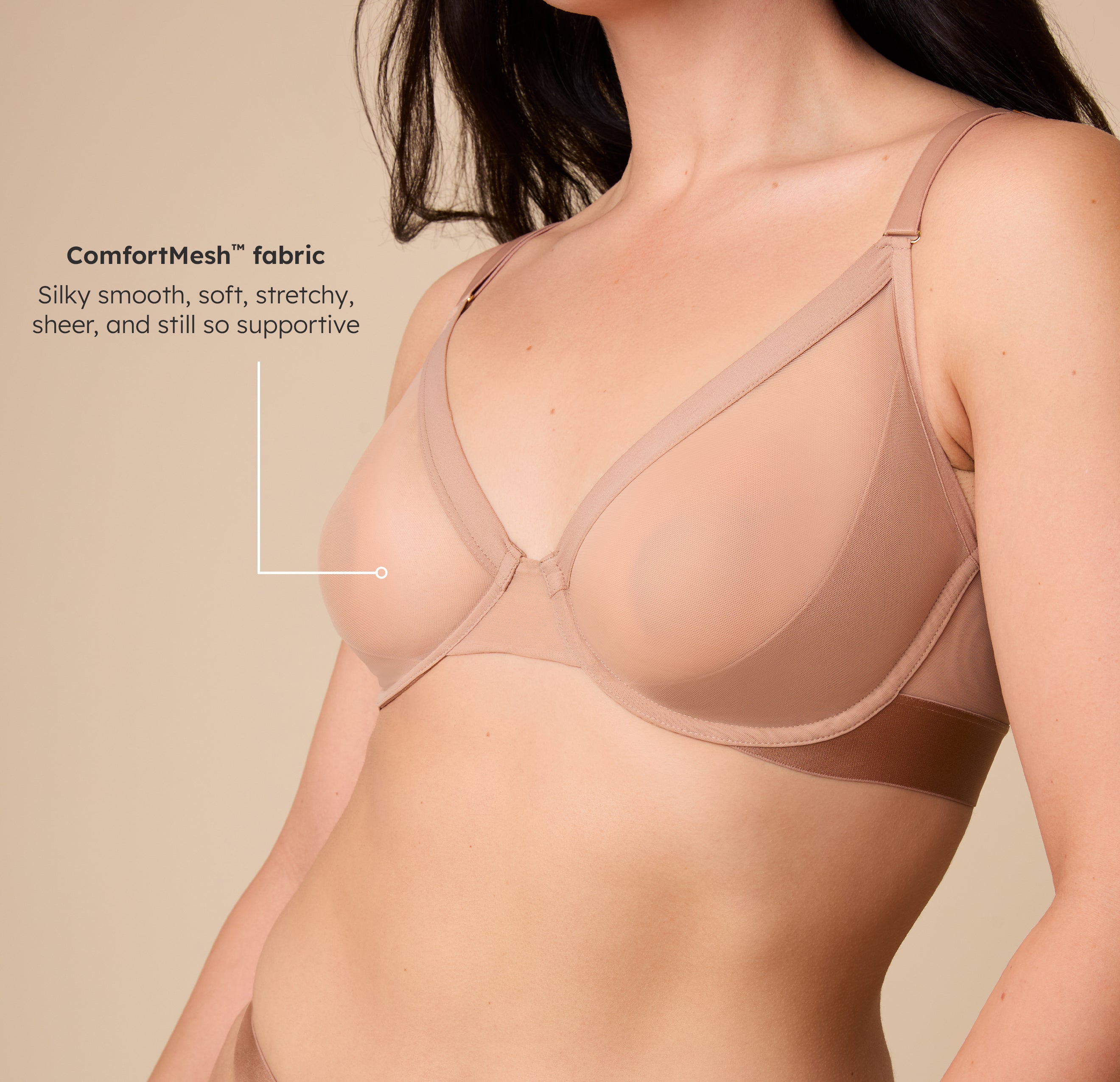 ComfortMesh™ Plunge Bra - Taupe、mySite、bengalsvssteelers