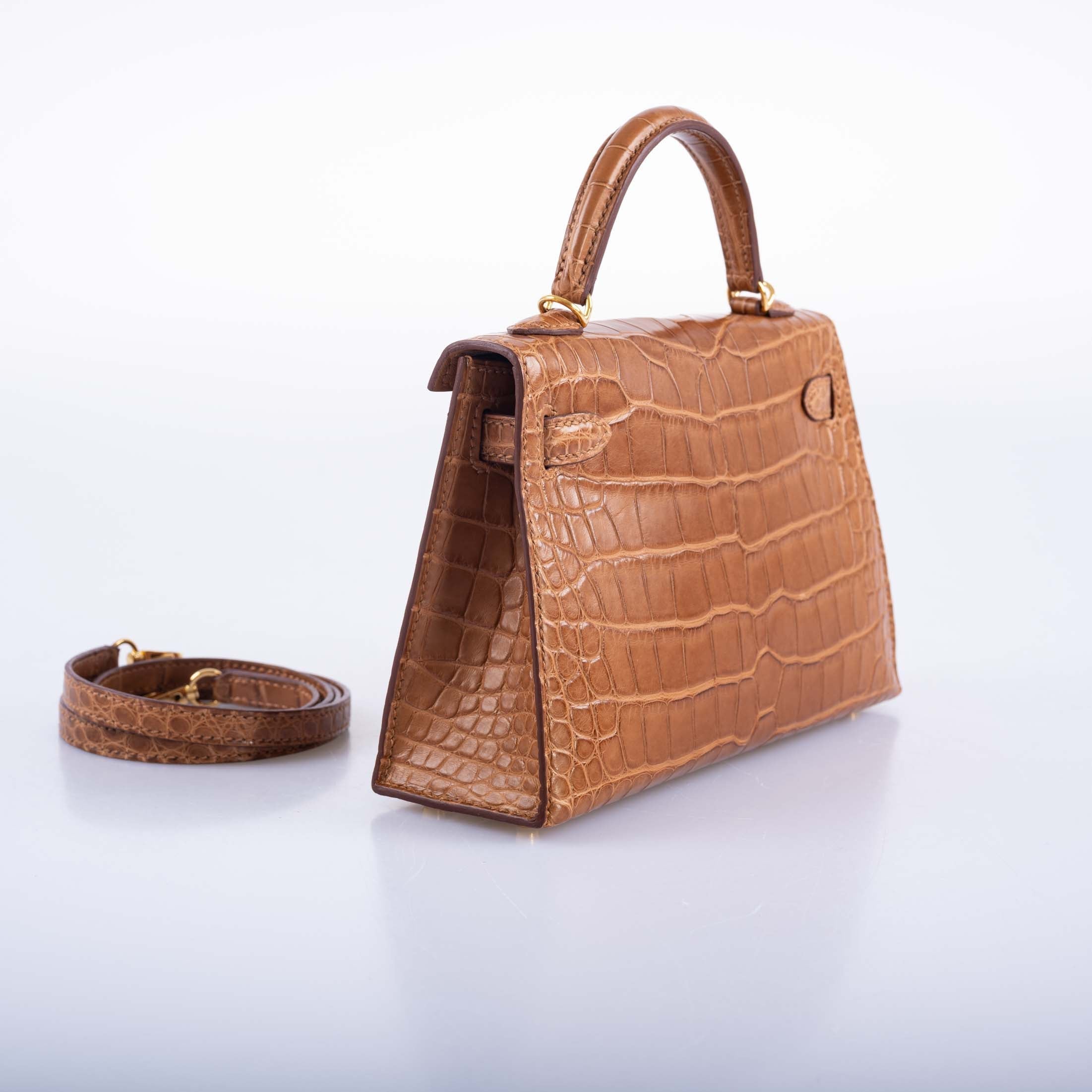 Hermès Kelly 20 Mini II Sellier Gold Matte Alligator Gold Hardware、mySite、garminoutage.com