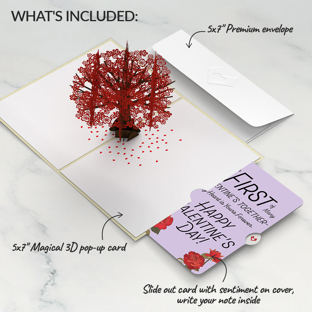 Red Sakura Tree My Heart Is Yours Forever Valentine Pop-Up Card and Sentiment Set、mySite、solidvoid