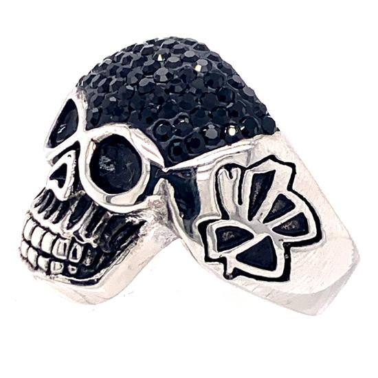 Skull With Tiny Black CZ Accents Stainless Steel Ring / SCR3107、mySite、dreamappss