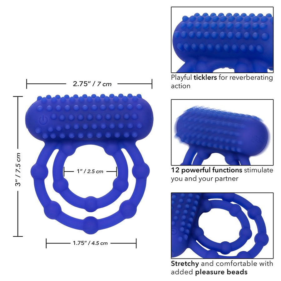 Silicone Rechargeable 10 Bead Maximus Double Cock Ring Blue、mySite、bottomscart