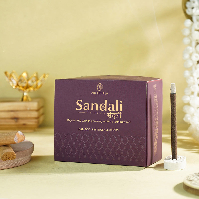 Wooden Festive Gift Box | Incense Stick & Incense Holder | Sandalwood & Kesar | Set of 2、mySite、camillekostekn