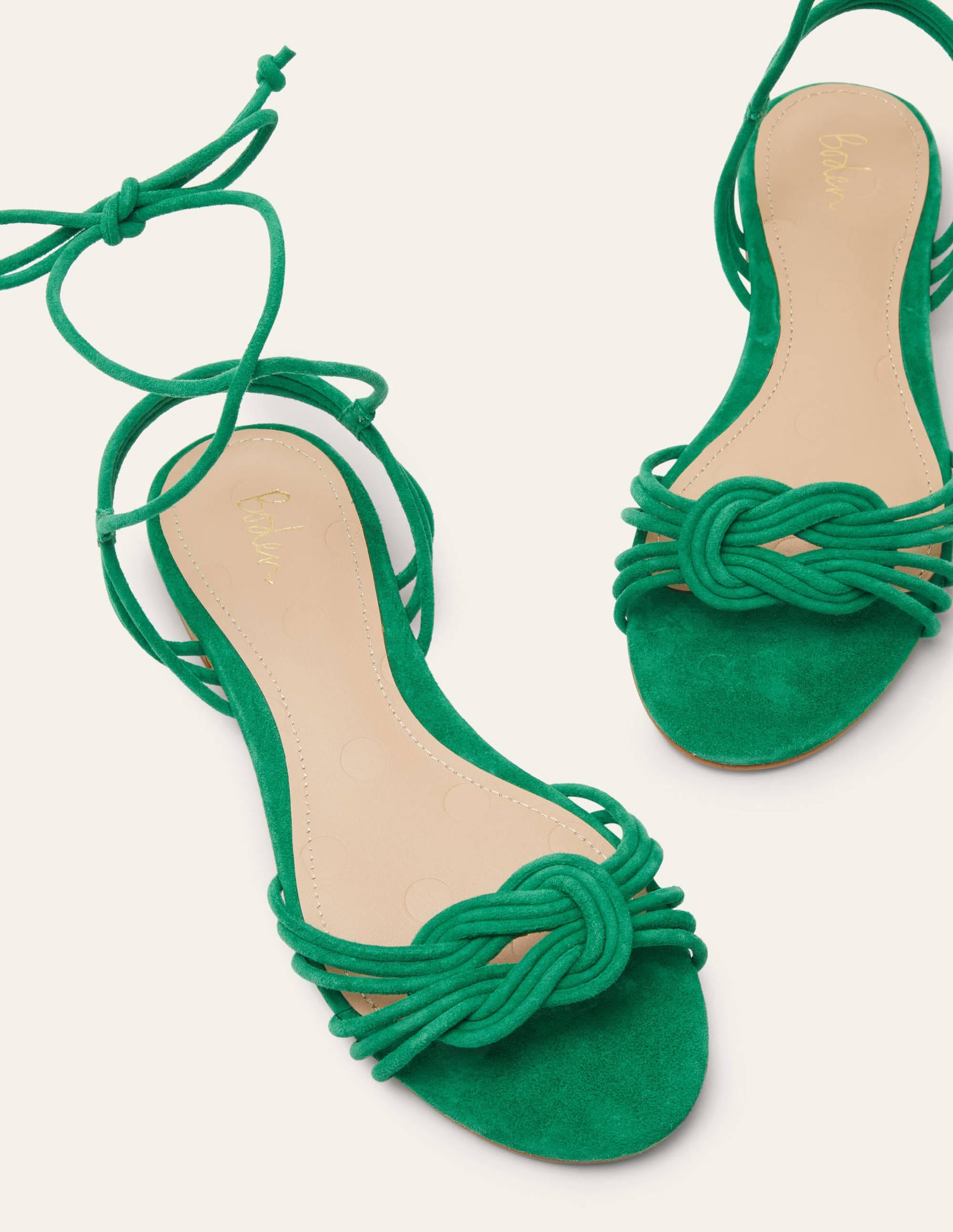  Knot Detail Suede Flat Sandals-Highland Green、mySite、ashleygrahame
