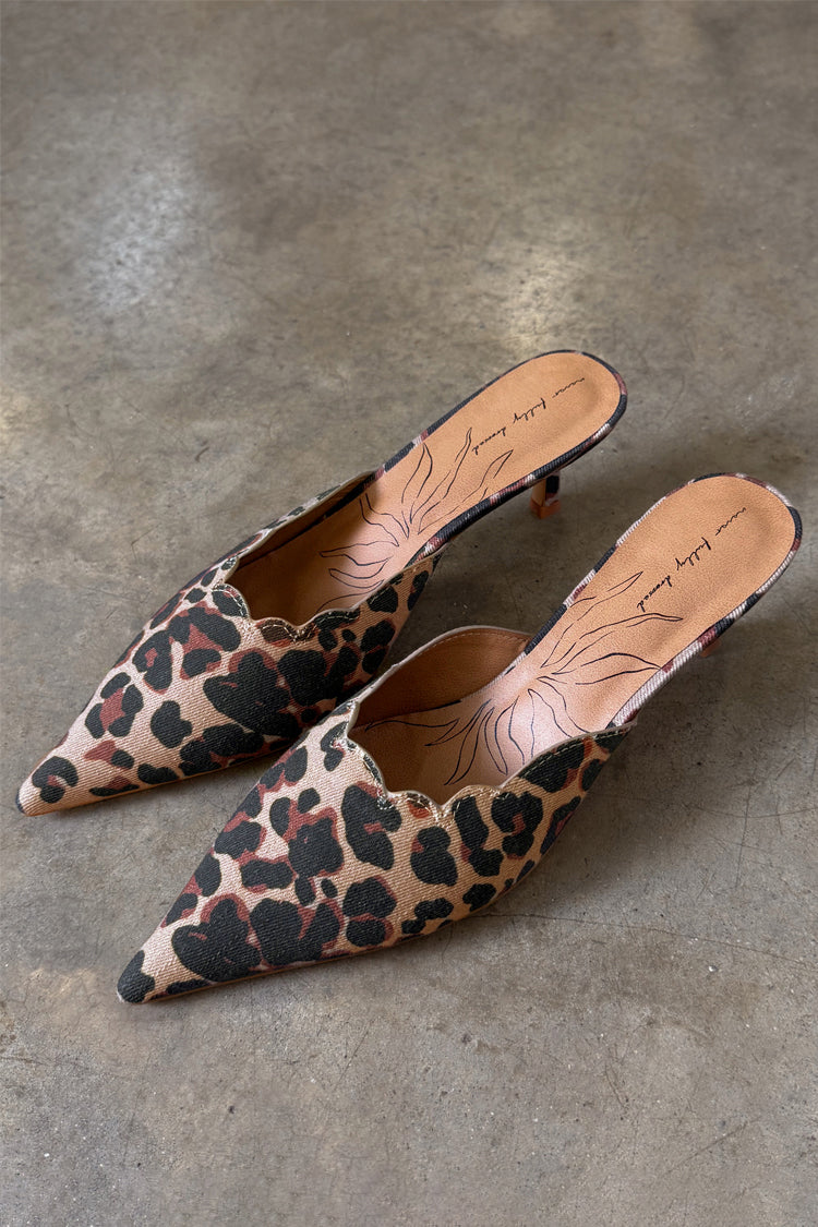 Leopard Denim Scallop City Mules、mySite、solidvoid