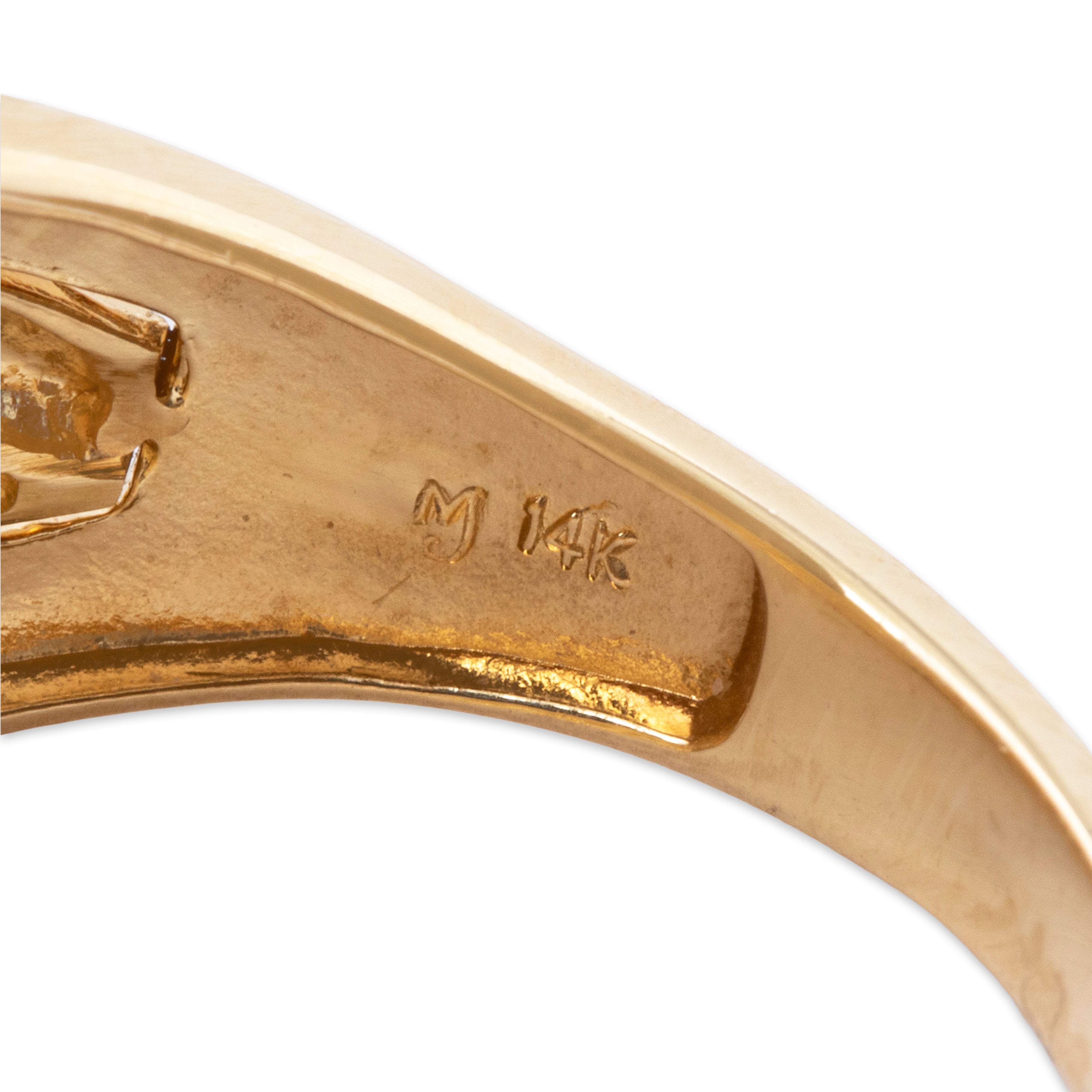 Vintage Chinese 14k Yellow Gold Diamond Woven Fishtail Bombe Ring 8.25、mySite、hinf8tx79