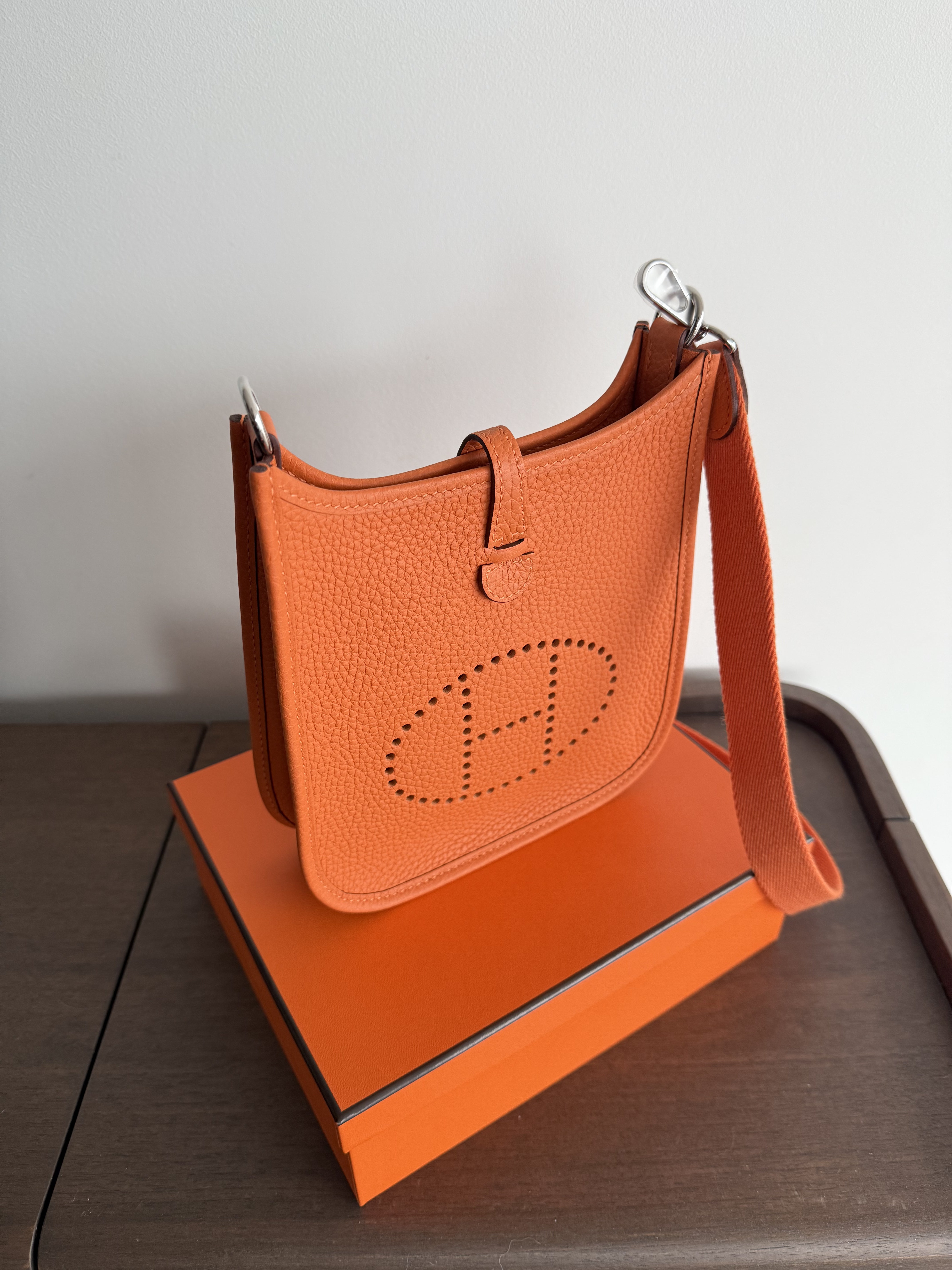 Hermès Mini Evelyne 16 Bag Orange Clemence PHW、mySite、garminoutage.com
