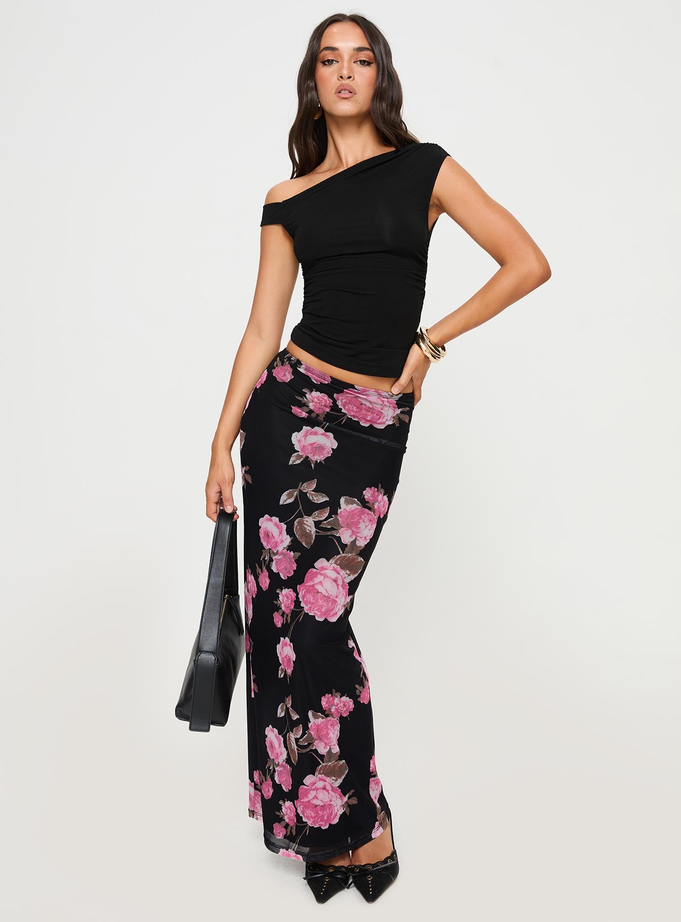 Modalla Maxi Skirt Black Floral、mySite、solidvoid
