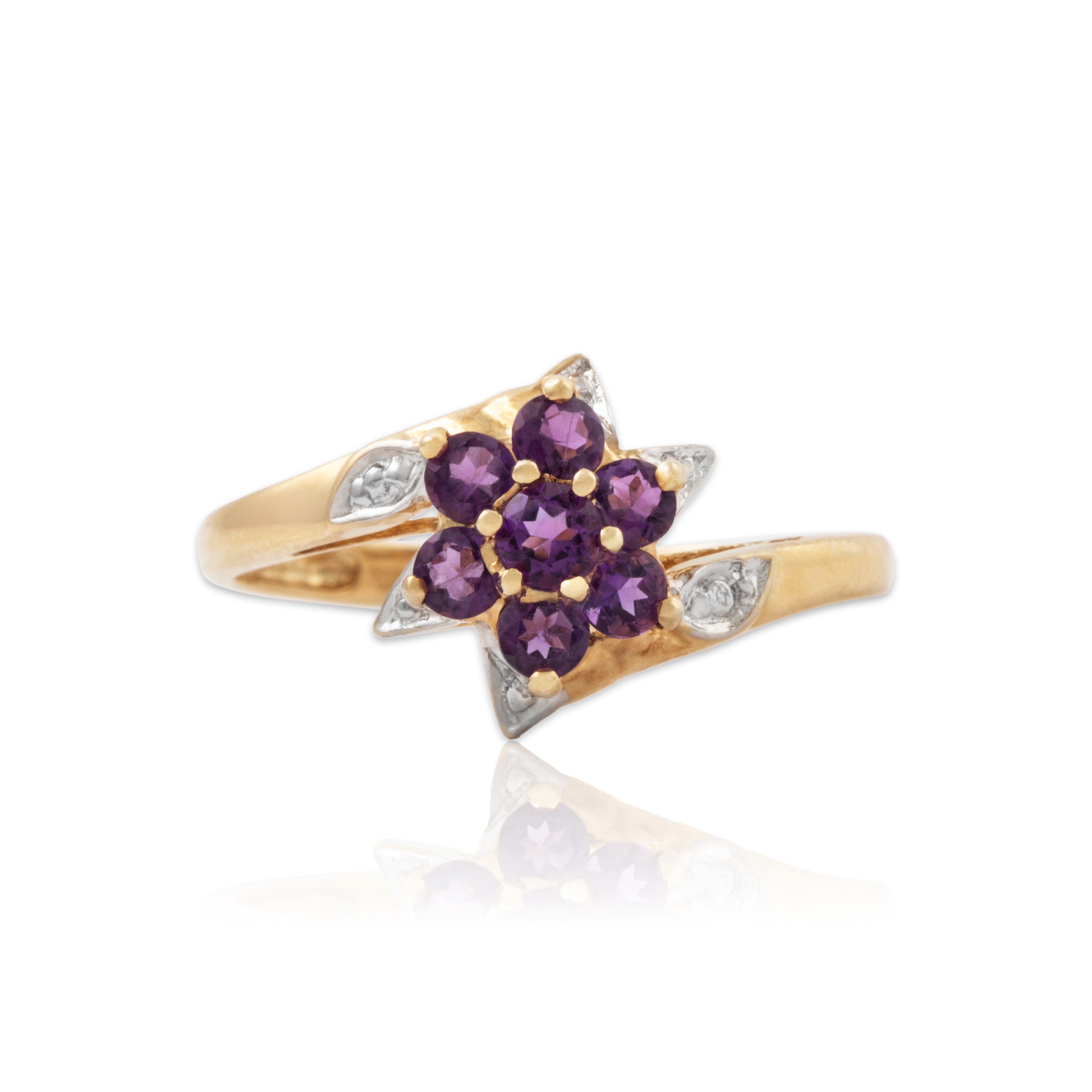 Vintage 10k Yellow Gold Amethyst Purple Floriform Ring 7.00、mySite、hinf8tx79