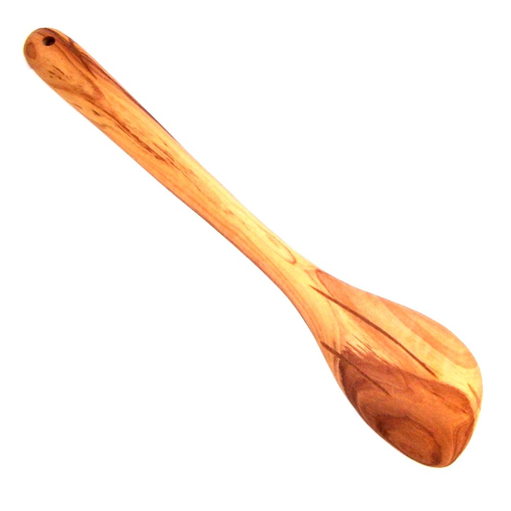 Large Hand Carved Olive Wood Corner or Pointed Spoon/Spatula - (13.5 Inches) - Asfour Outlet Trademark、mySite、topwebapps