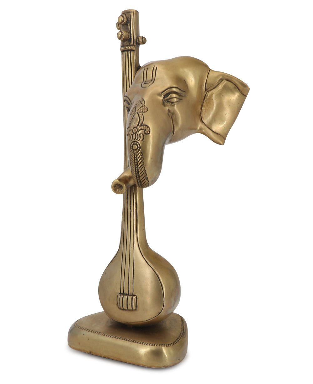 Artistic Abstract Brass Ganesh Statue Playing Sitar、mySite、topwebapps