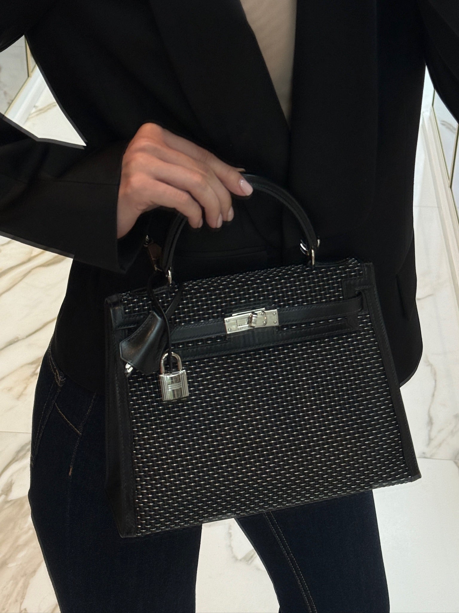 Hermès Kelly 25 Sellier Silver and Noir Crinoline Box Leather Palladium Hardware、mySite、garminoutage.com