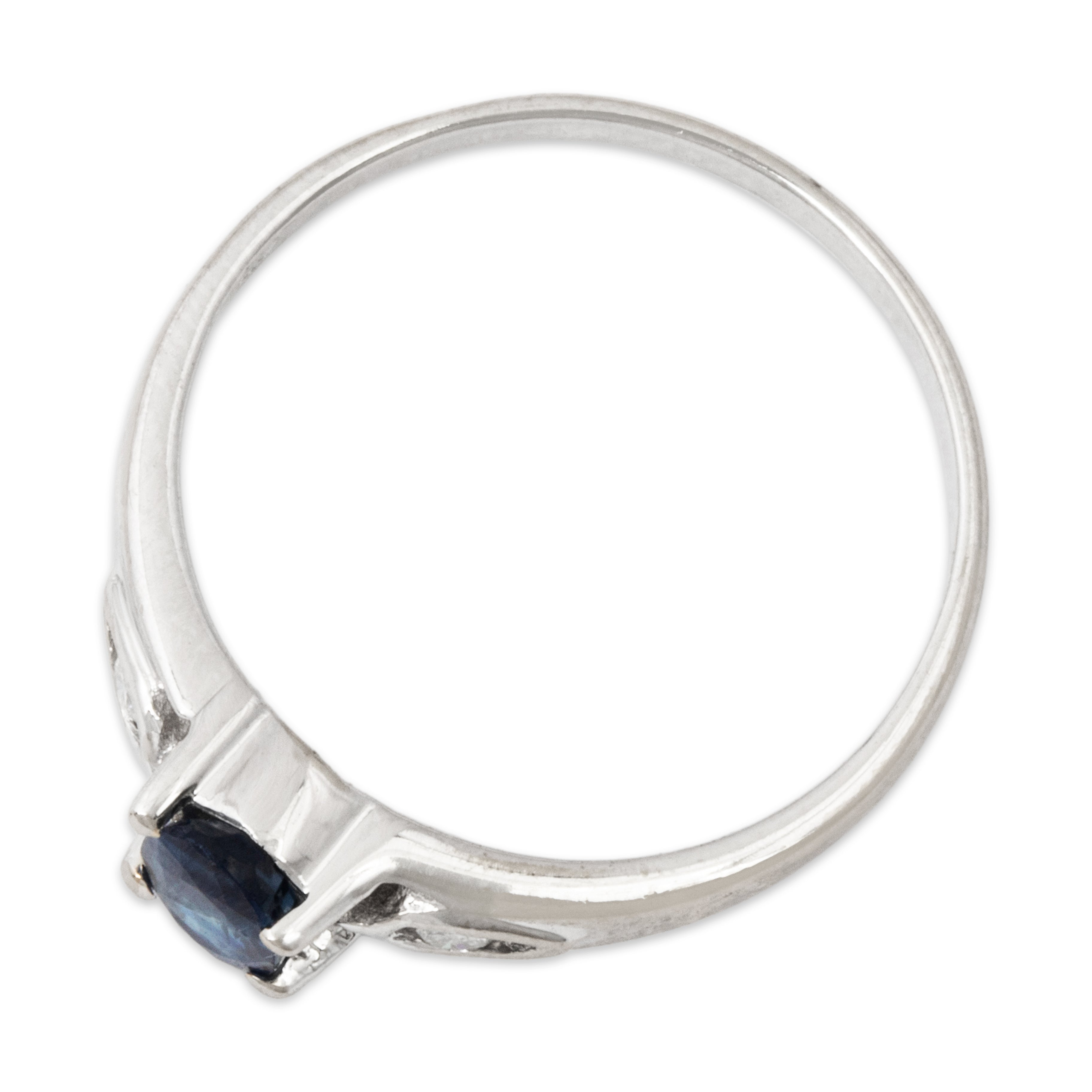 Vintage 14k White Gold Blue Sapphire Diamond Openwork Ring 6.00、mySite、hinf8tx79