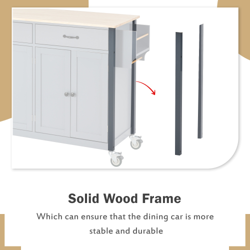 Kitchen Island Cart with Solid Wood Top and Locking Wheels,54.3 Inch Width,4 Door Cabinet and Two Drawers,Spice Rack, Towel Rack (White)、、casual