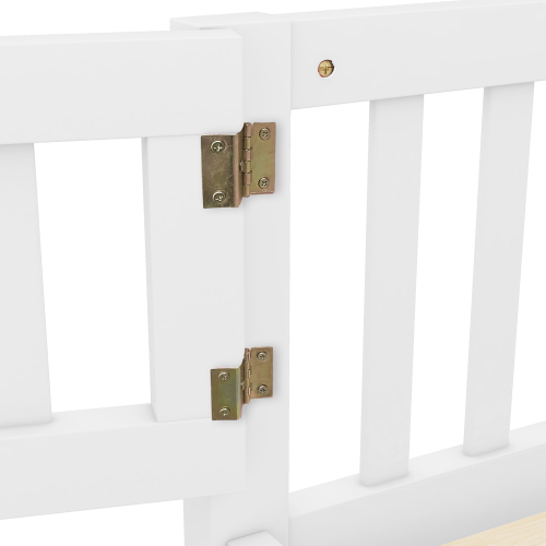 Twin Size Bed Floor Bed with Safety Guardrails and Door for Kids, Natural(Old SKU: W158090686)、、casual