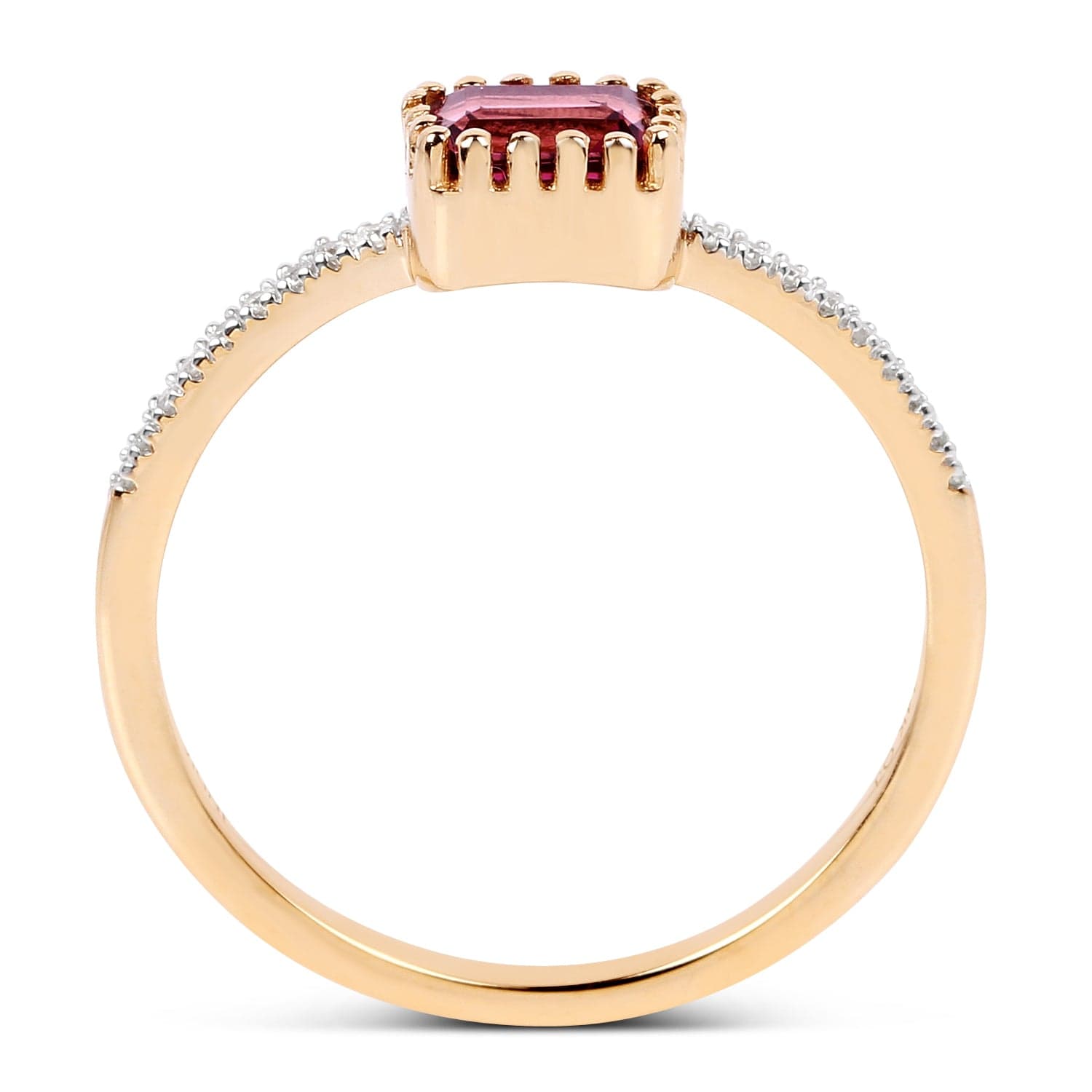Pink Tourmaline and Diamond Ring 14K Yellow Gold Unique、mySite、g9winljtr