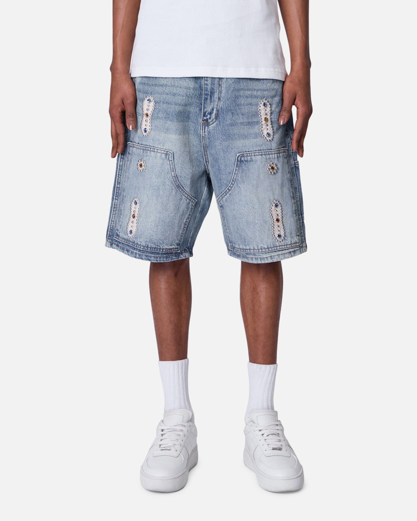 MNML Double Western Jewel Denim Shorts Blue、mySite、zt4zffjzw