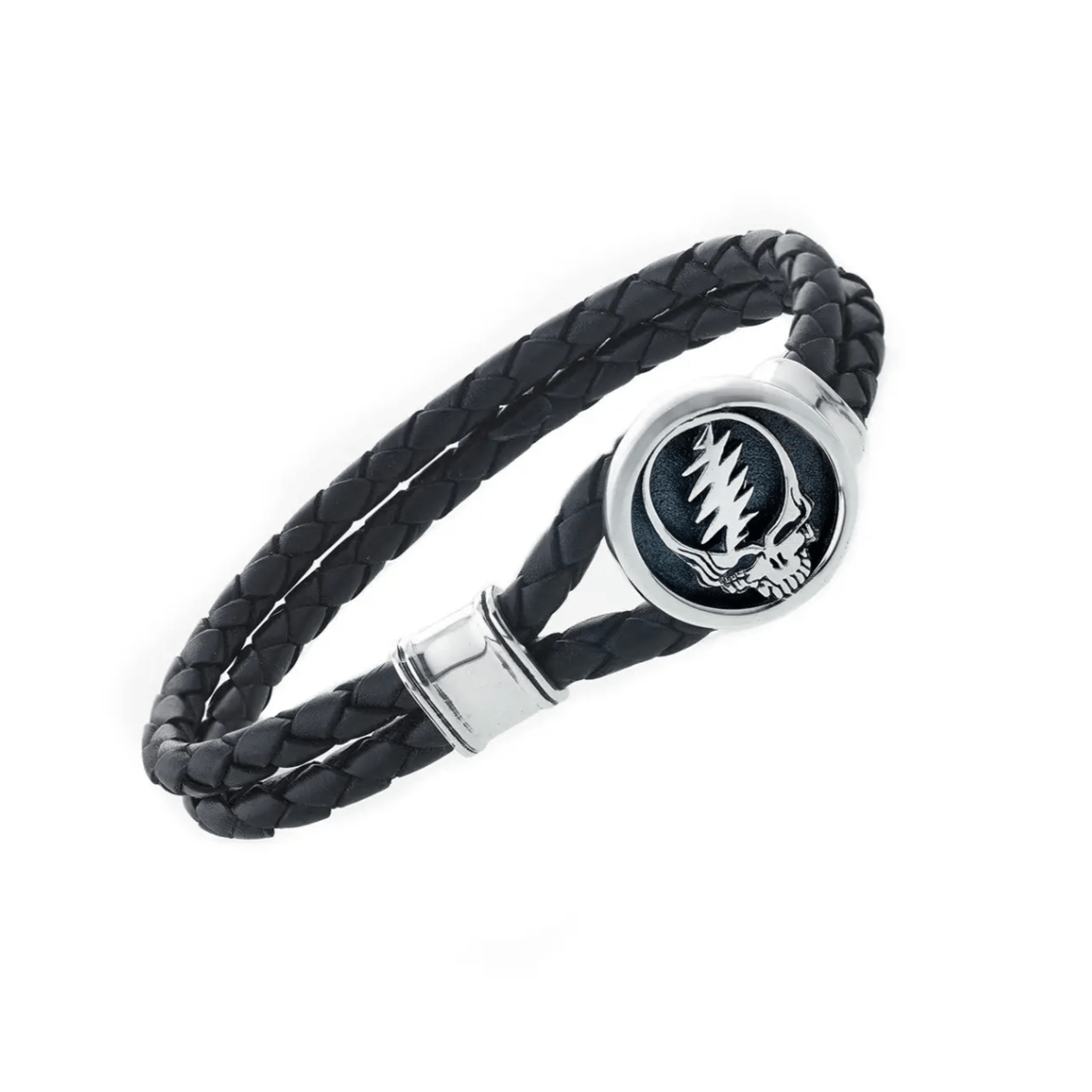 Grateful Dead Steal Your Face Bracelet on Black Leather、mySite、topwebapps