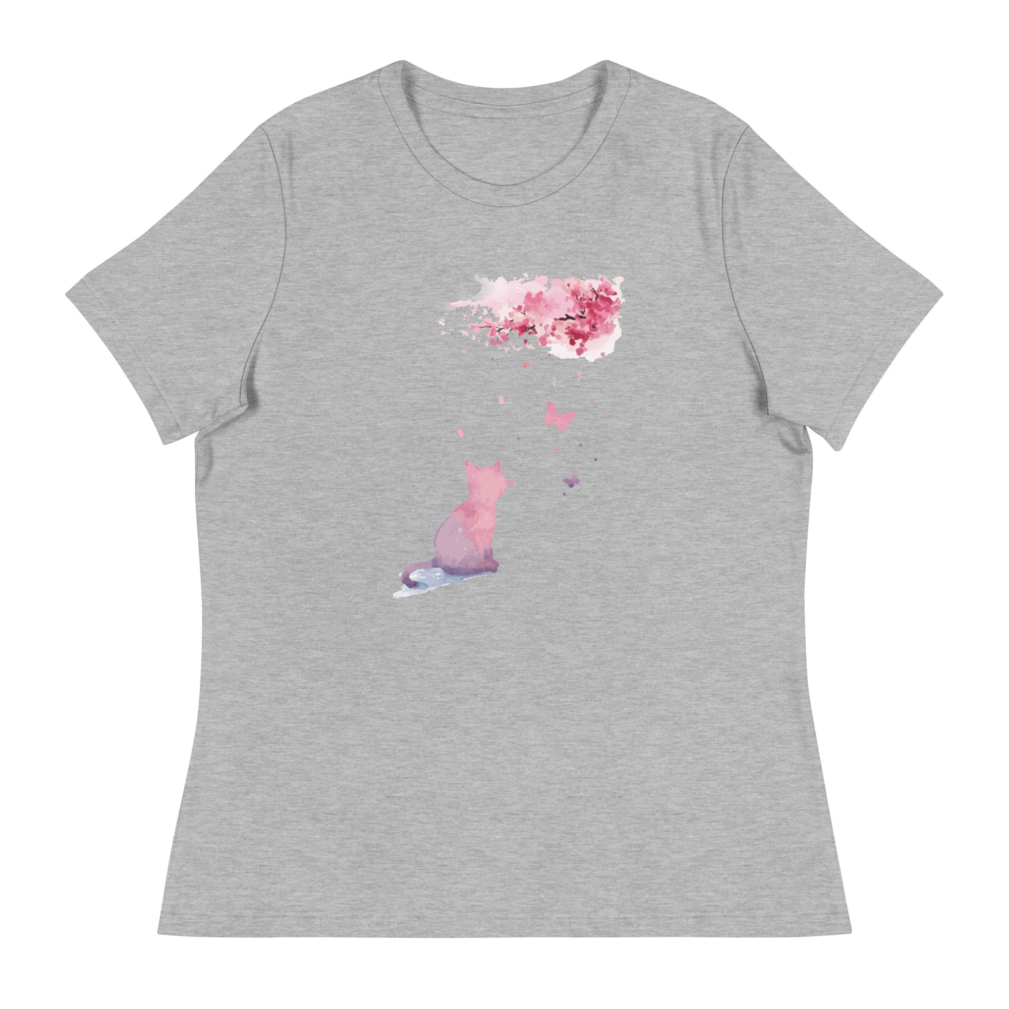 Cherry Blossom Kitten Women's Relaxed T-Shirt、mySite、camillekostekn