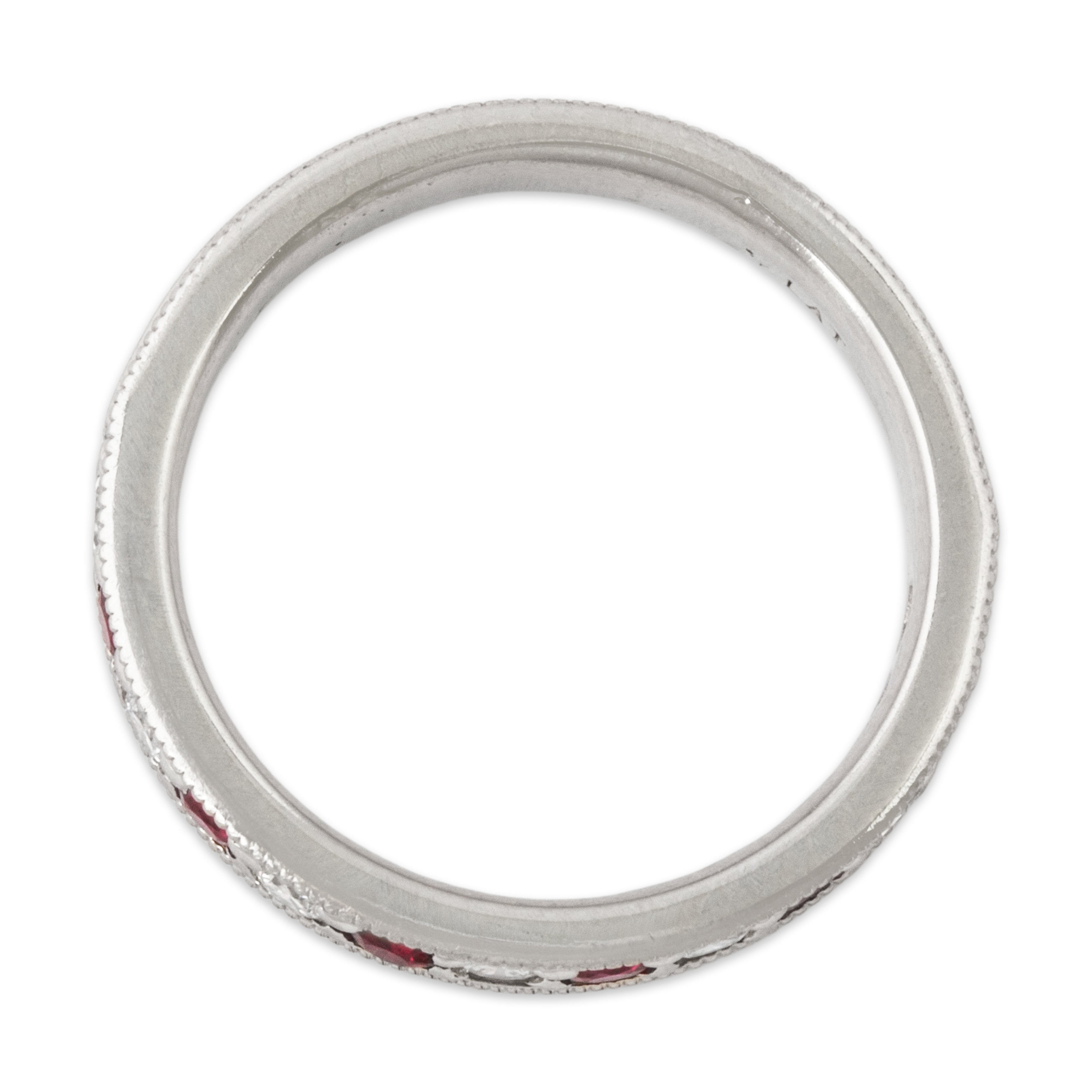 Vintage Platinum .364cttw Diamond Ruby Alternating Milgrain Band Ring 6.50、mySite、hinf8tx79