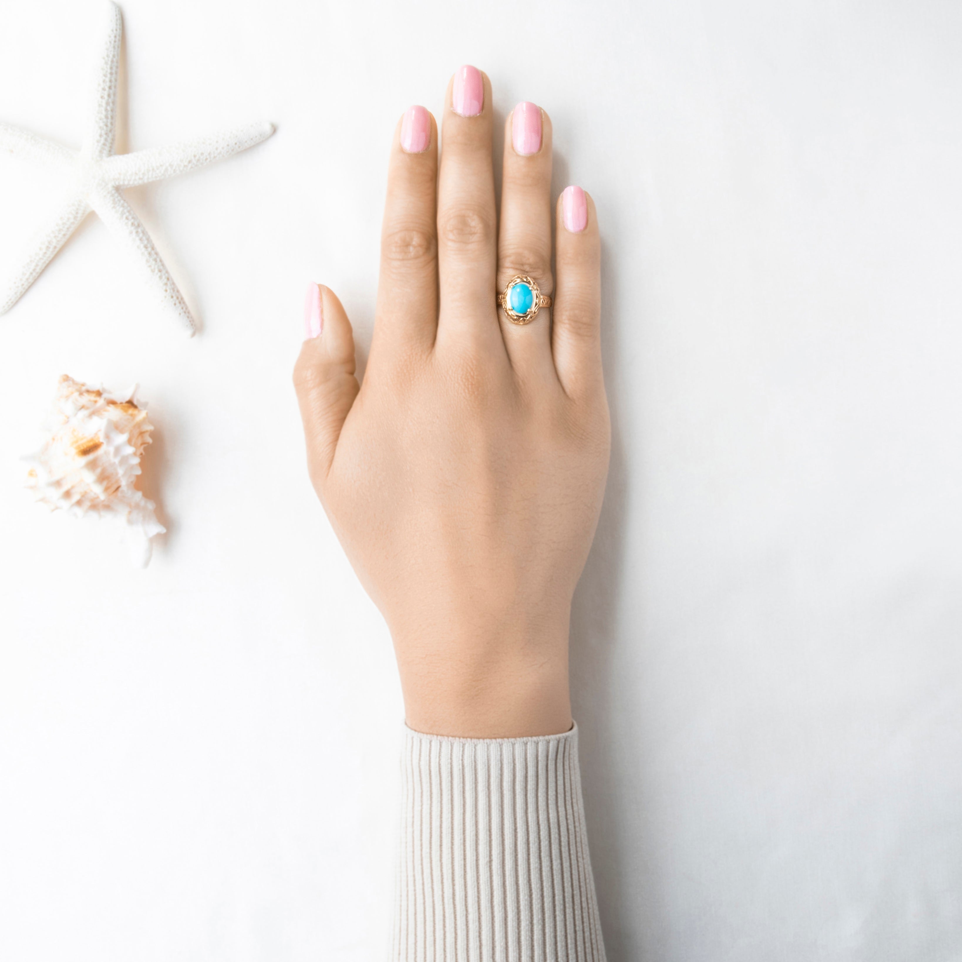 Vintage 14k Yellow Gold 2ct Turquoise Openwork Border Ring 7.25、mySite、hinf8tx79