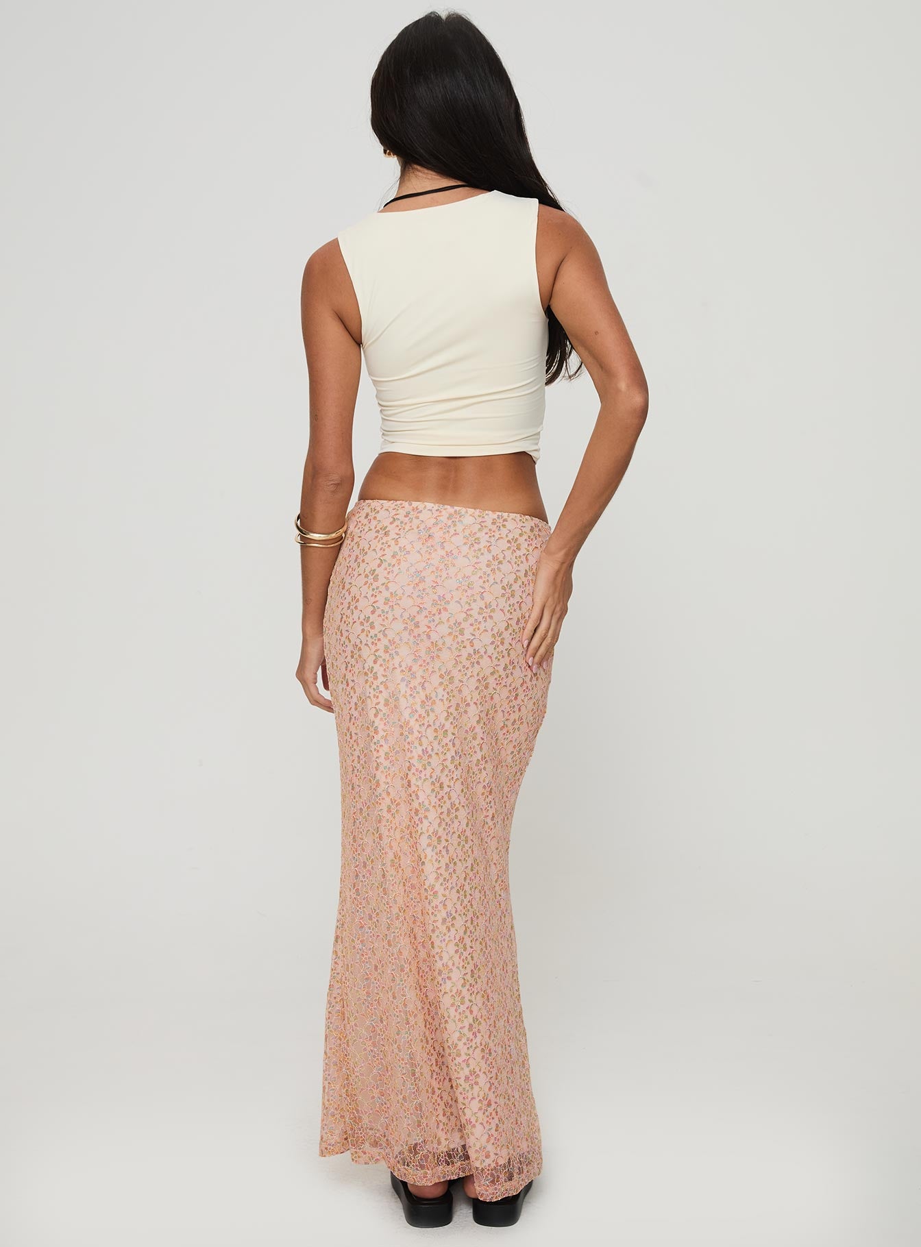 Gallego Lace Maxi Skirt Pink、mySite、solidvoid