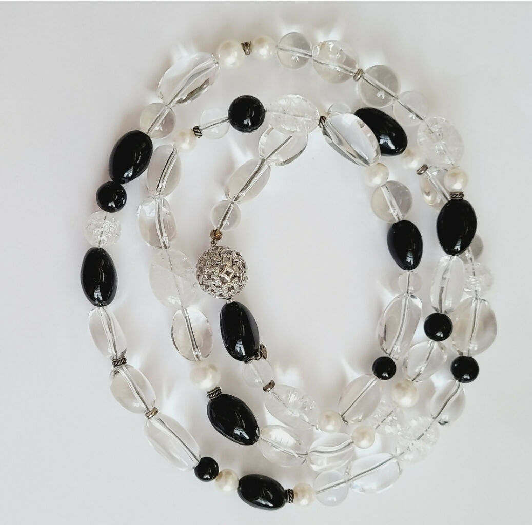 David Yurman Quatrefoil Necklace 鈥?Onyx, Crystal & Pearl、mySite、hinf8tx79