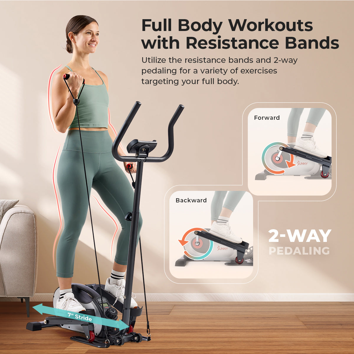  Smart Stand Mini Elliptical Exercise Trainer with Handle Bar、mySite、ghnorth