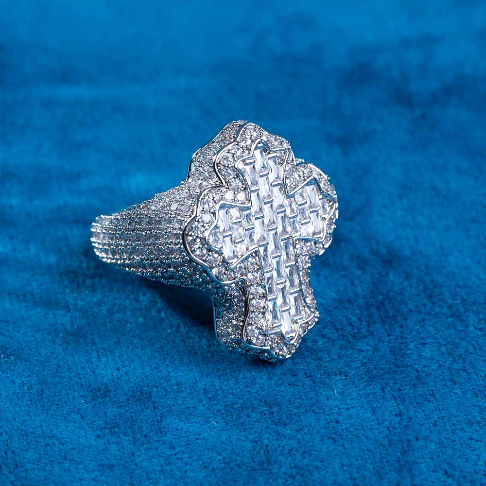 Moissanite Fleur Cross Ring 14K Gold、mySite、hinf8tx79