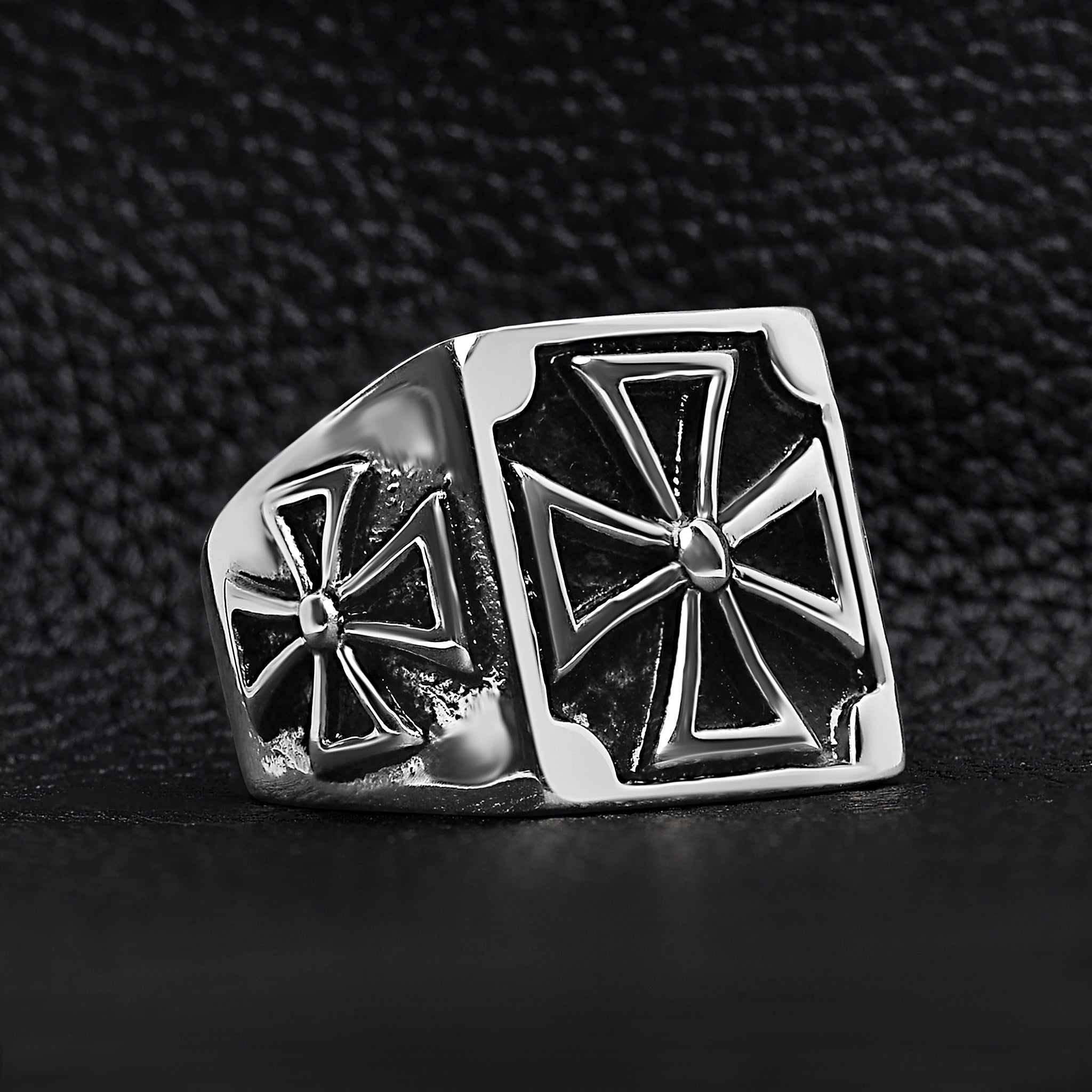 Stainless Steel Large Maltese Cross Signet Ring / SCR4014、mySite、dreamappss