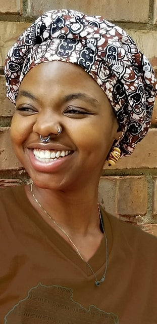 Earth-tone African Print Pre-tied Modu Hat-DP3770PT、mySite、solidvoid