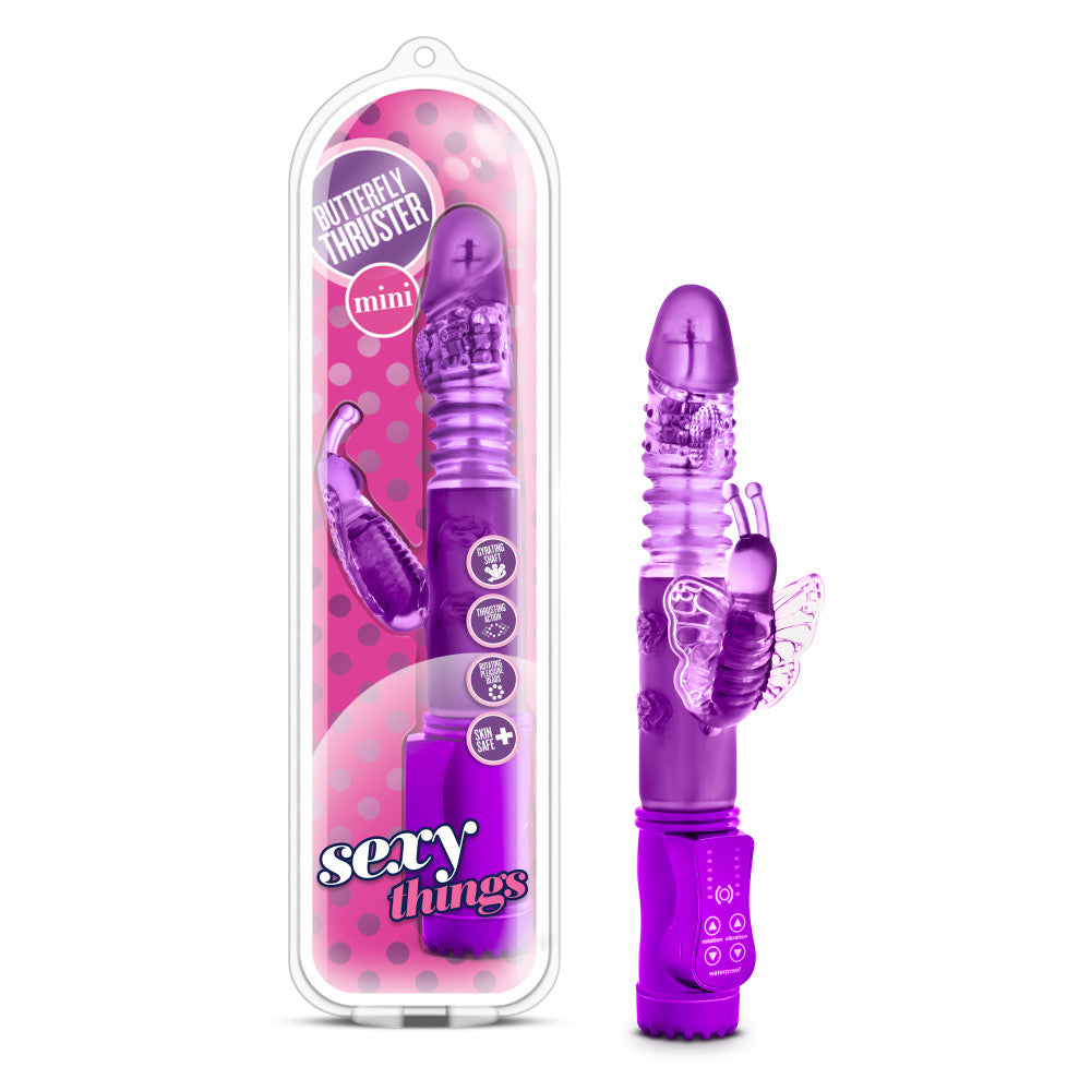Sexy Things By Blush® | Butterfly Thruster Mini Purple 9.75-Inch Rabbit Vibrator、mySite、bottomscart