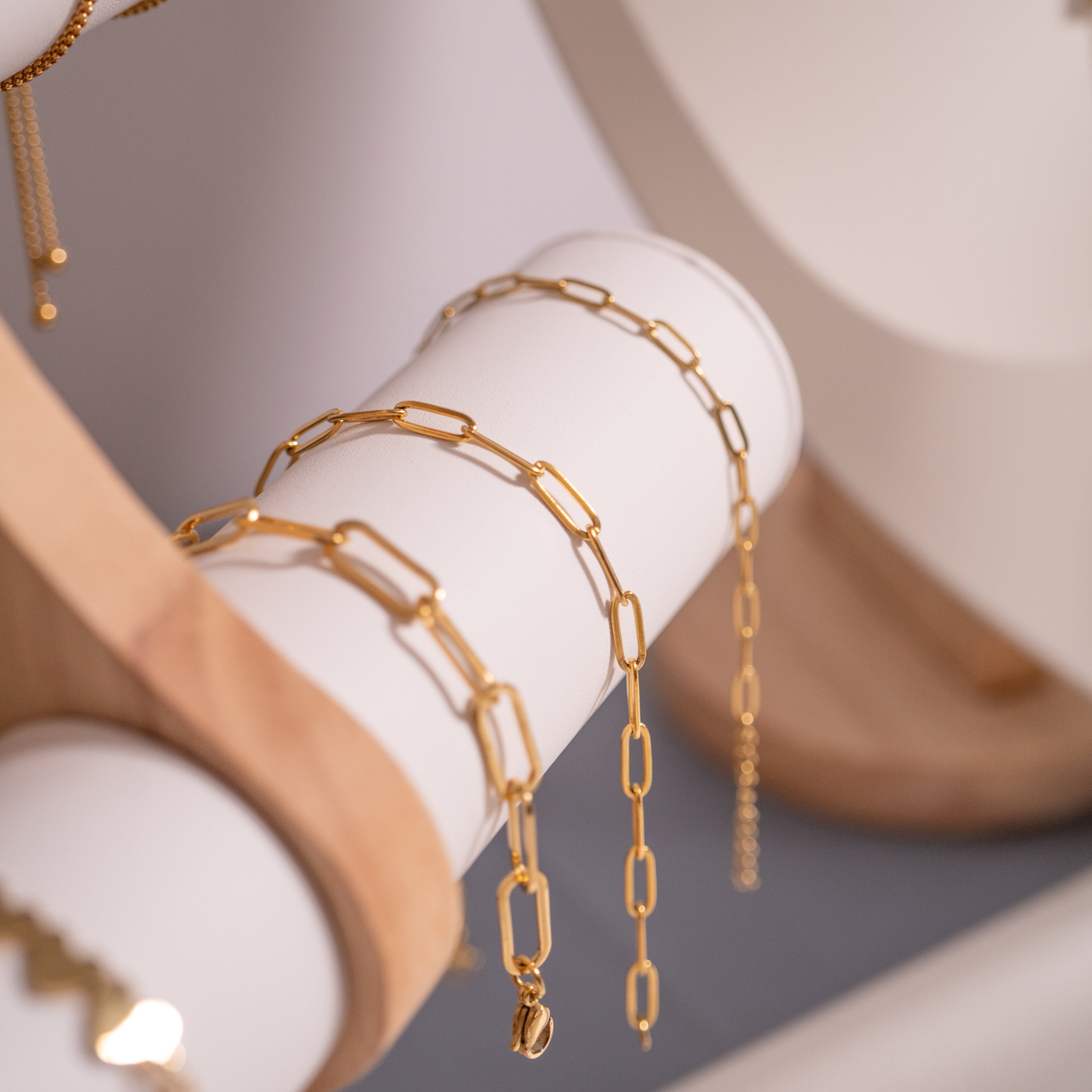 18K Gold PVD Stainless Steel Paperclip Chain Bracelet / BRJ9083、mySite、dreamappss