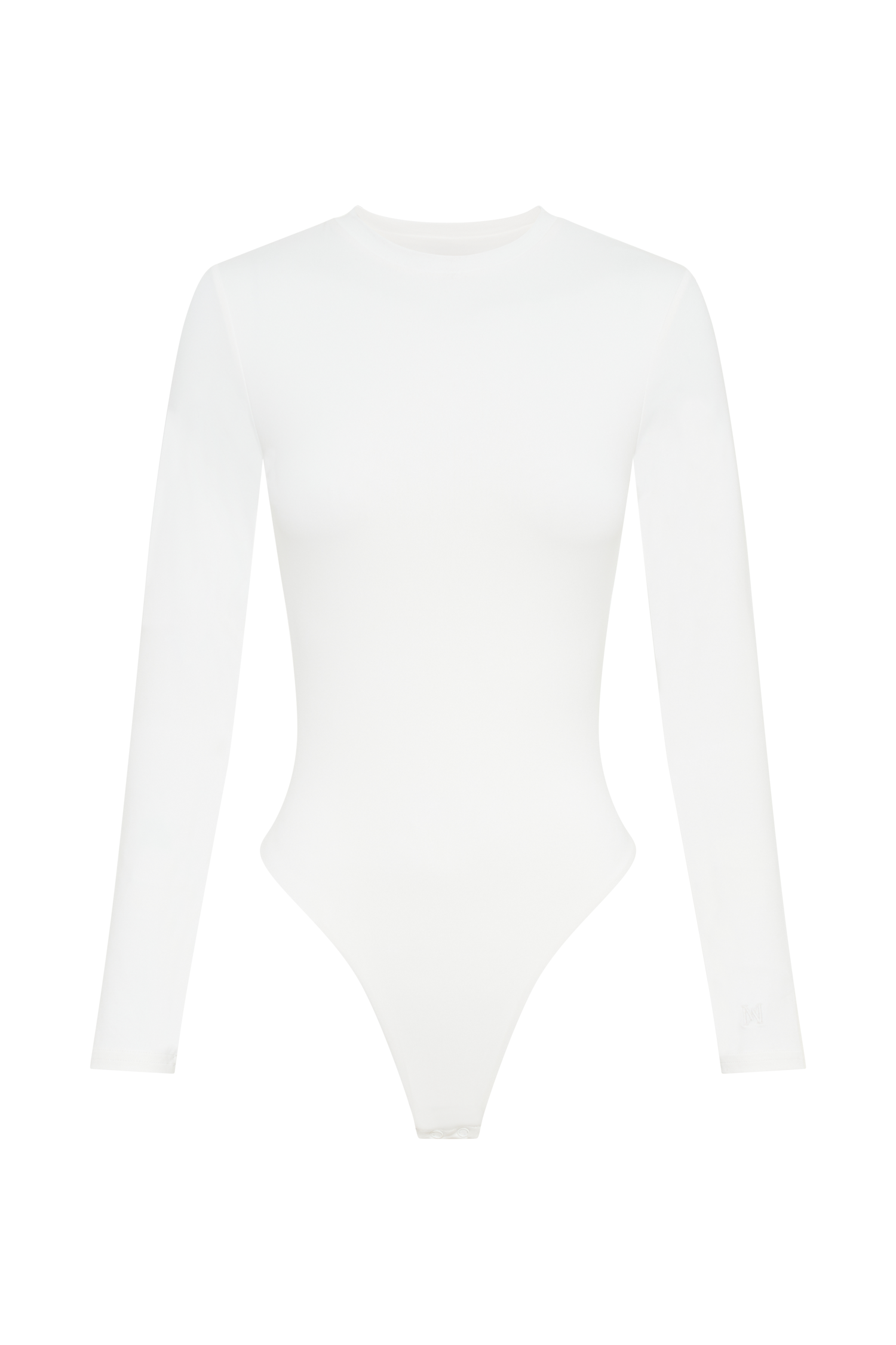 Delilah Long Sleeve Crew Neck Bodysuit - White、mySite、solidvoid